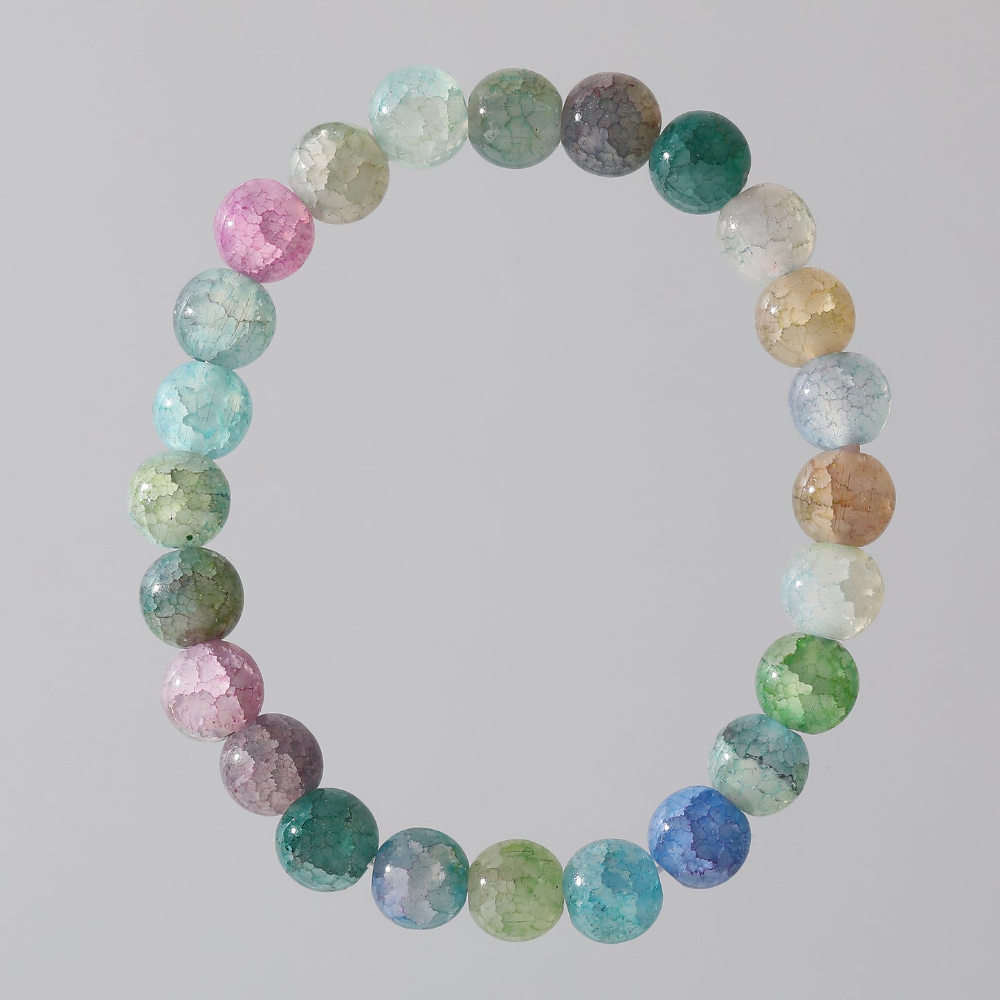 Assorted Genuine Round Stone on Elastic Beaded Bracelet