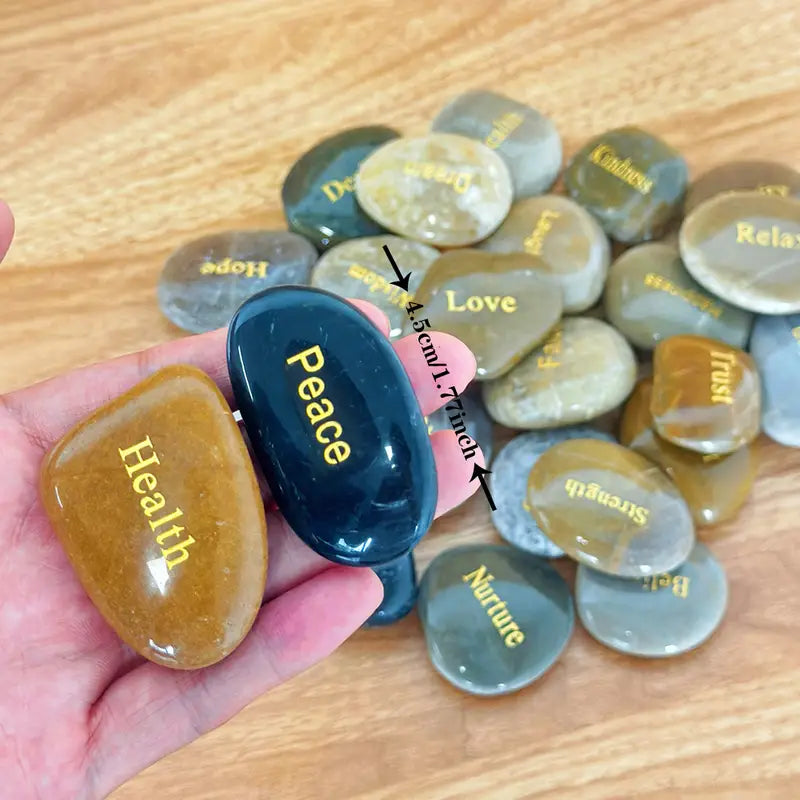 Engraved Inspirational Stones Different Words Encouragement Stones Motivational Gifts Garden Rocks with Words Positive Rocks for Friends Family
