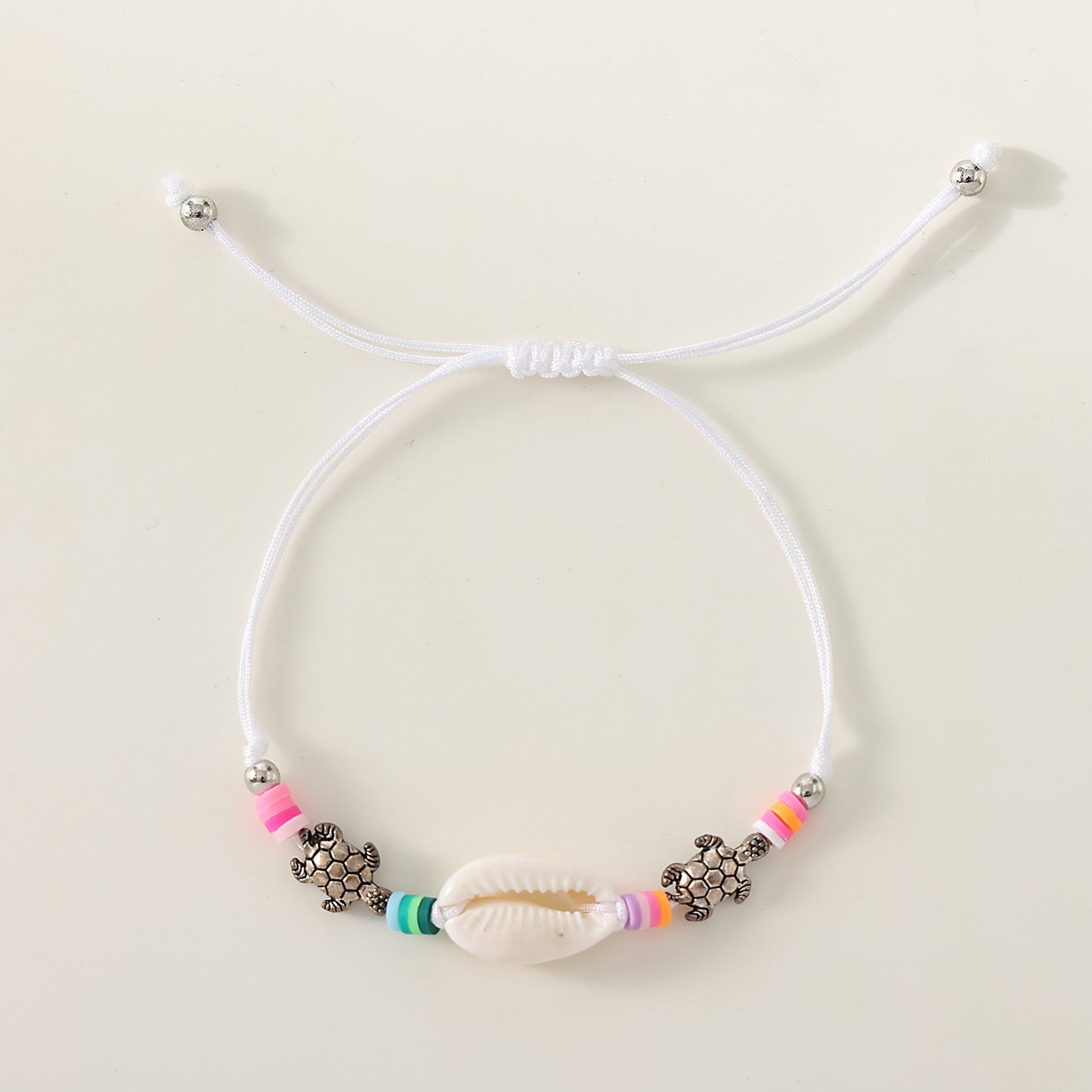 Bohemian Style Cowrie Shell & Multicolor Bead Bracelets with Silver Turtle Charms for Women & Girls - Summer Beach, Birthday, Valentine's Day, Mother's Day & Vacation Jewelry Gifts
