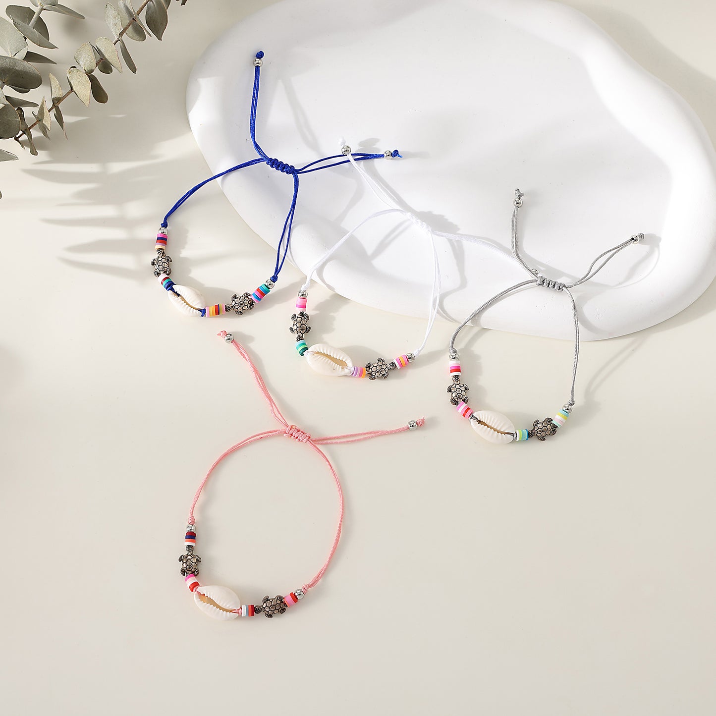 Bohemian Style Cowrie Shell & Multicolor Bead Bracelets with Silver Turtle Charms for Women & Girls - Summer Beach, Birthday, Valentine's Day, Mother's Day & Vacation Jewelry Gifts