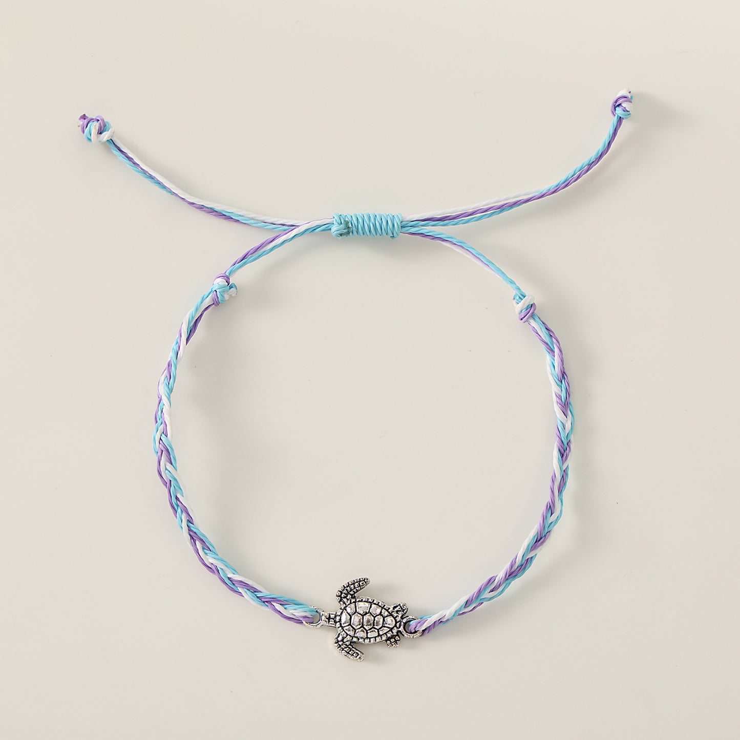 1PC Bohemian Style Multicolor Braided Adjustable Bracelet with Silver Turtle Charm for Women & Girls - Summer, Beach, Birthday, Mother's Day & Everyday Jewelry Gift