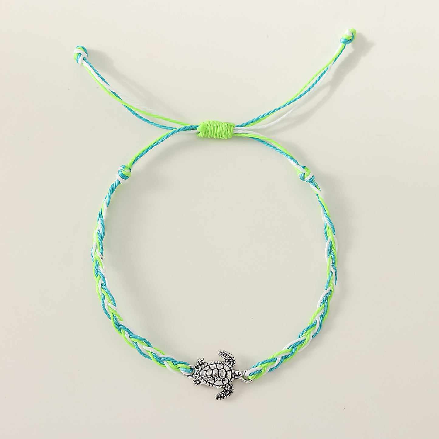 1PC Bohemian Style Multicolor Braided Adjustable Bracelet with Silver Turtle Charm for Women & Girls - Summer, Beach, Birthday, Mother's Day & Everyday Jewelry Gift