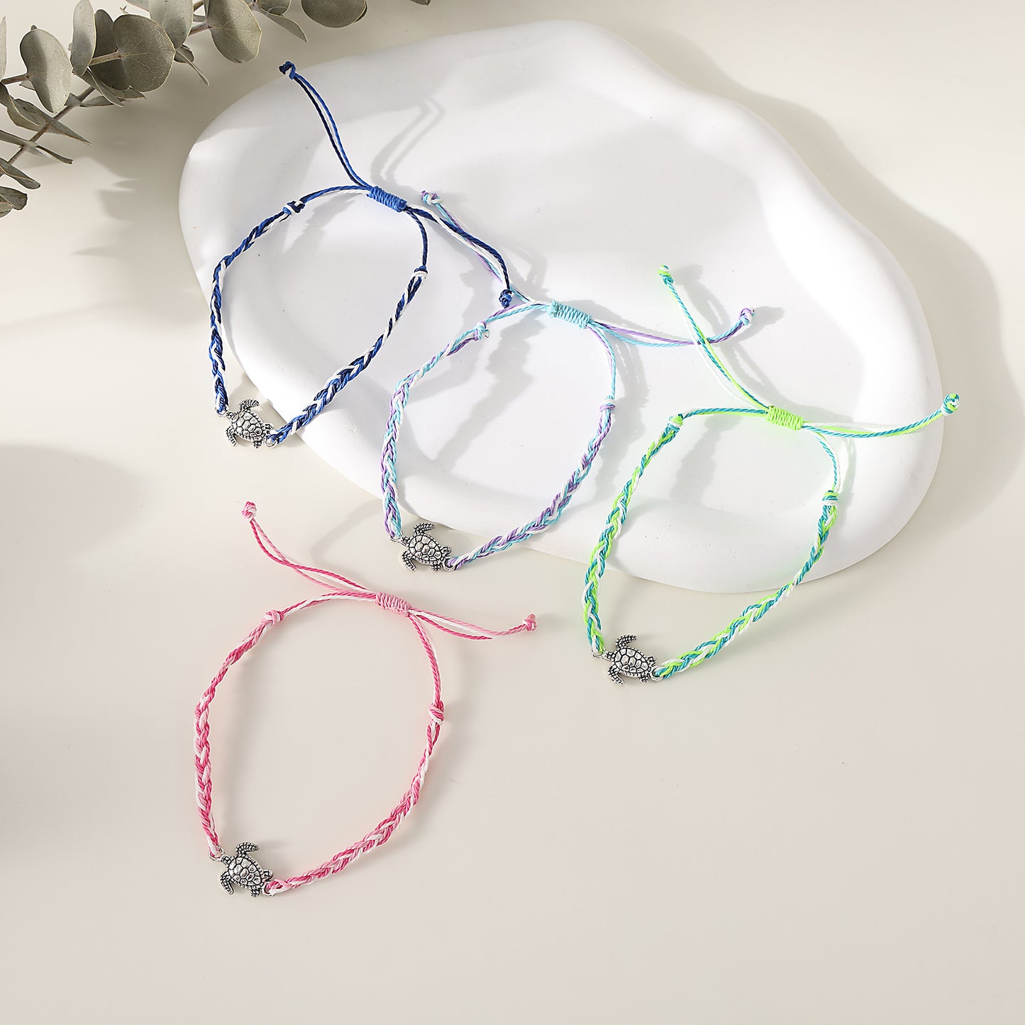 1PC Bohemian Style Multicolor Braided Adjustable Bracelet with Silver Turtle Charm for Women & Girls - Summer, Beach, Birthday, Mother's Day & Everyday Jewelry Gift