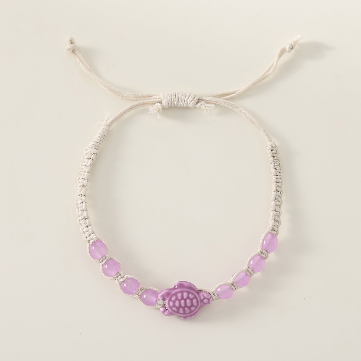 Assorted Ceramic Turtle Beaded Macramé Bracelets - Boho Coastal Style Jewelry for Women & Girls, Adjustable Handmade Accessories
