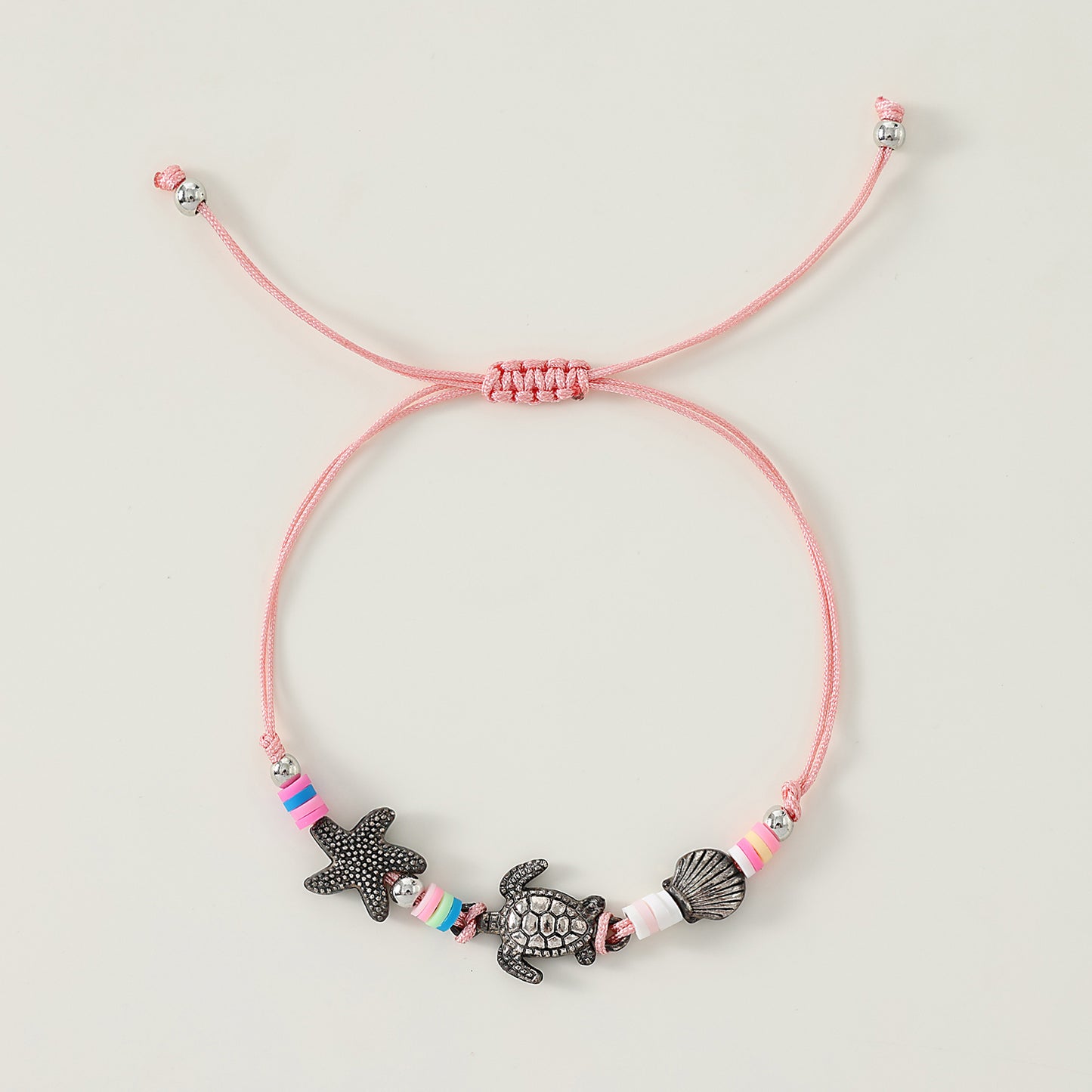 Bohemian Style Colorful Beaded Bracelet Set with Silver Turtle, Starfish & Shell Charms for Women & Girls - Summer Beach, Birthday, Valentine's Day, Mother's Day & Vacation Jewelry Gifts