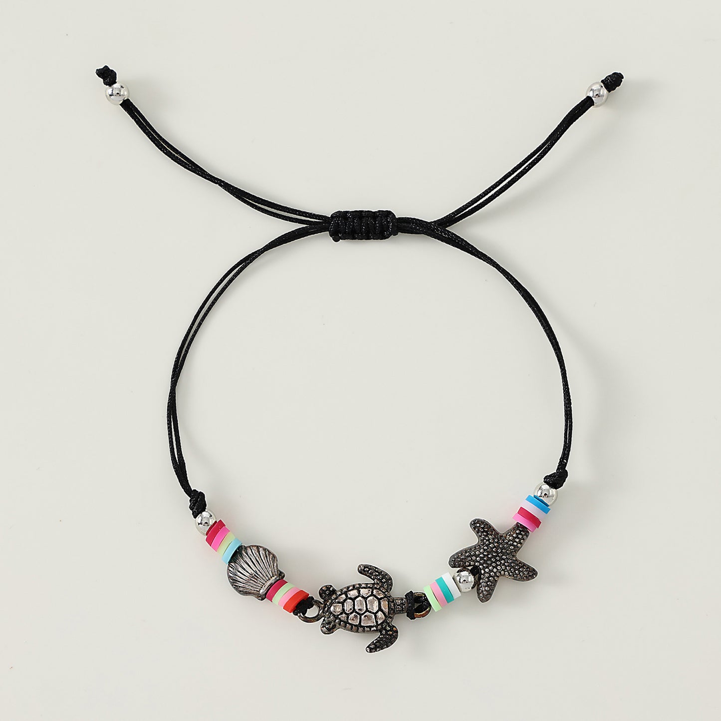 Bohemian Style Colorful Beaded Bracelet Set with Silver Turtle, Starfish & Shell Charms for Women & Girls - Summer Beach, Birthday, Valentine's Day, Mother's Day & Vacation Jewelry Gifts