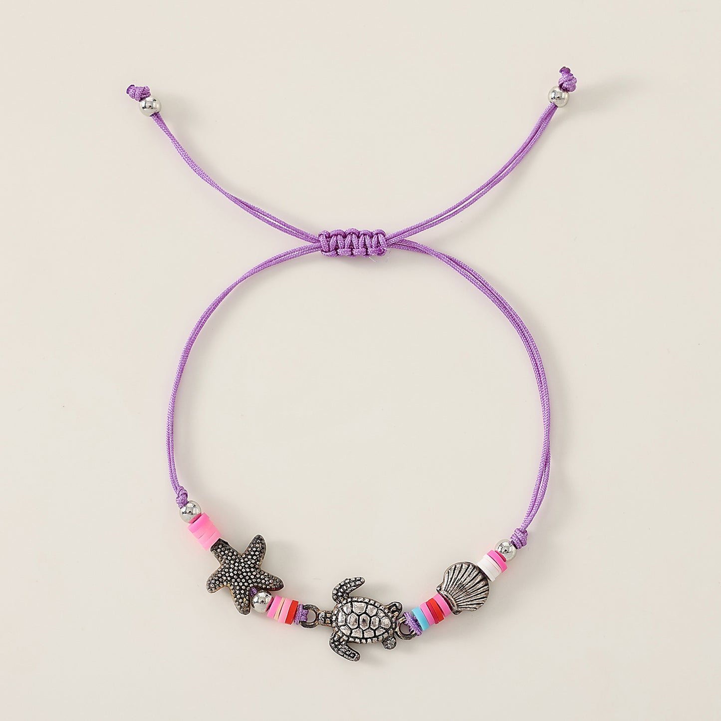 Bohemian Style Colorful Beaded Bracelet Set with Silver Turtle, Starfish & Shell Charms for Women & Girls - Summer Beach, Birthday, Valentine's Day, Mother's Day & Vacation Jewelry Gifts