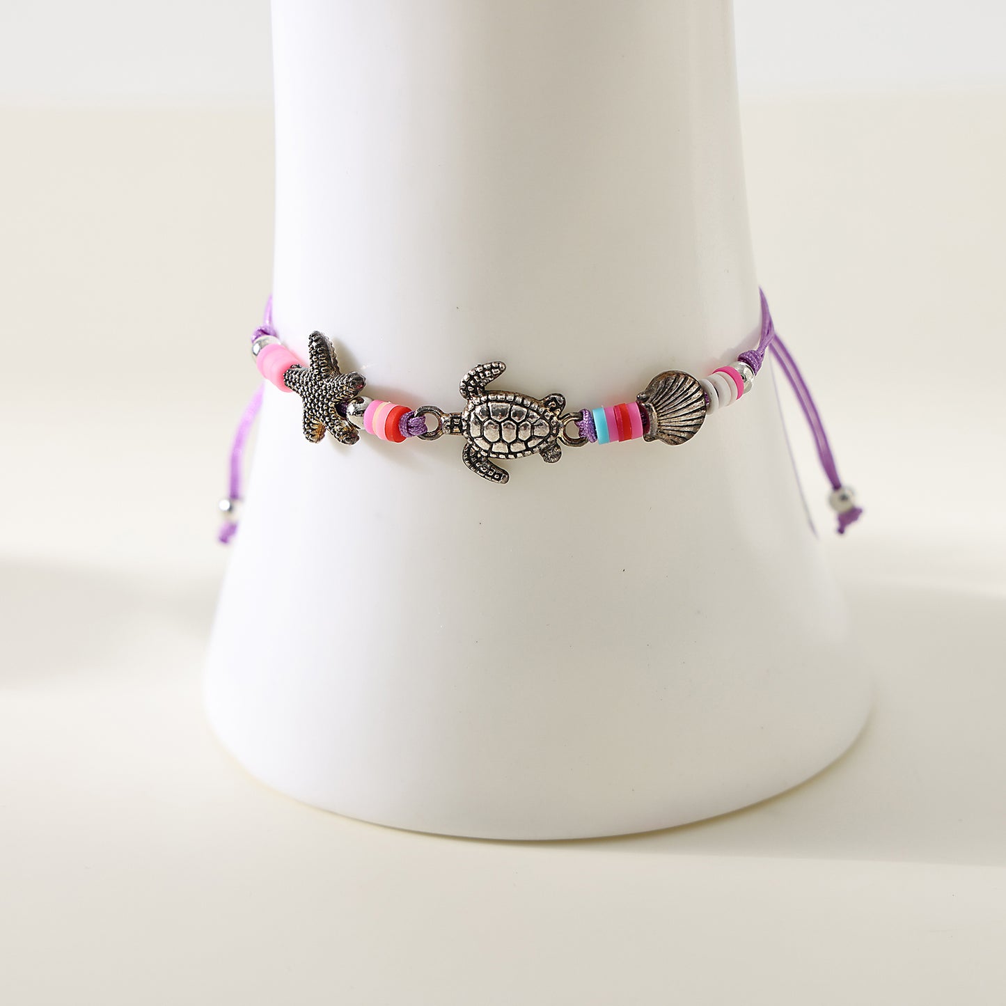 Bohemian Style Colorful Beaded Bracelet Set with Silver Turtle, Starfish & Shell Charms for Women & Girls - Summer Beach, Birthday, Valentine's Day, Mother's Day & Vacation Jewelry Gifts