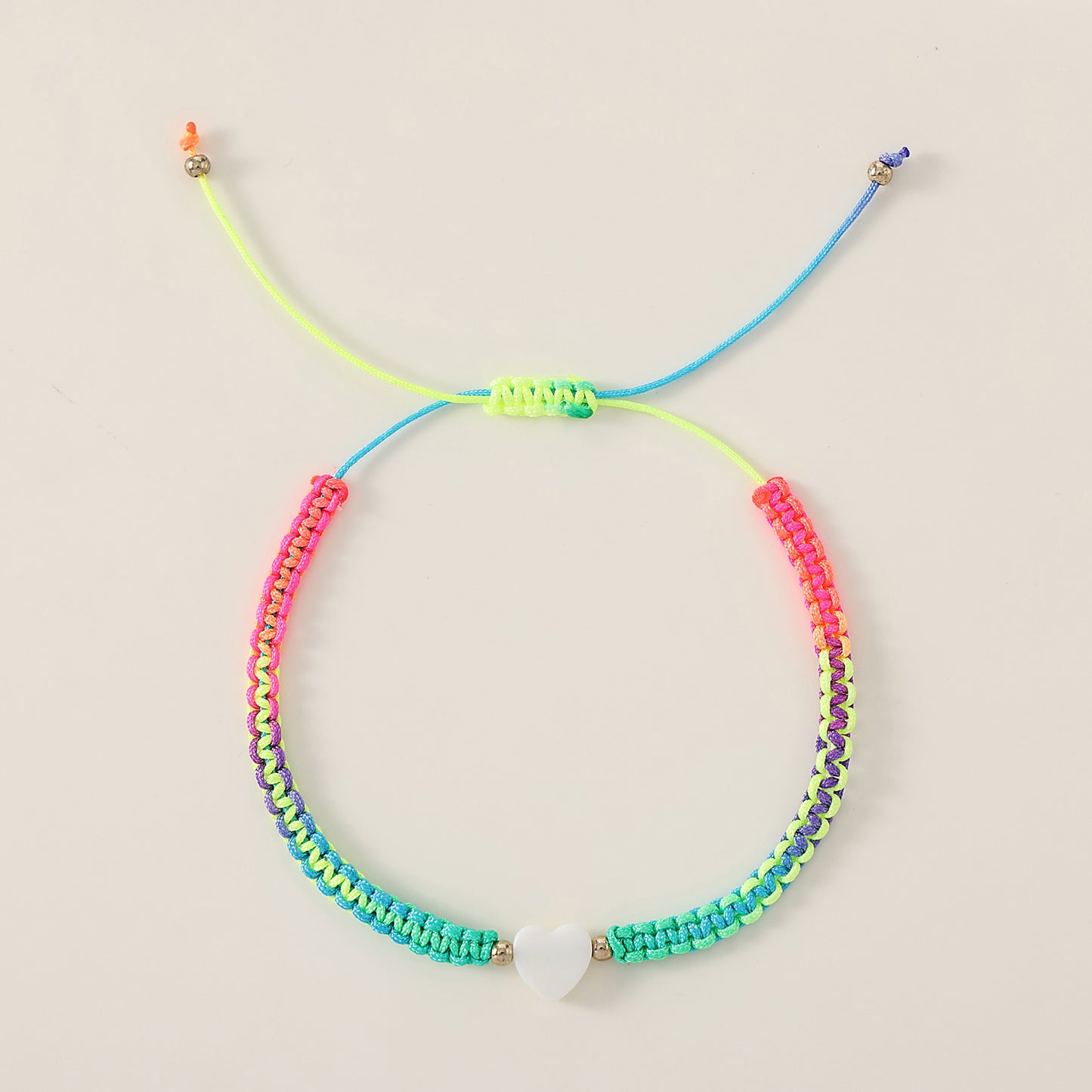 White Heart on assorted string macrame bracelet for festival daily wear gift for all ages