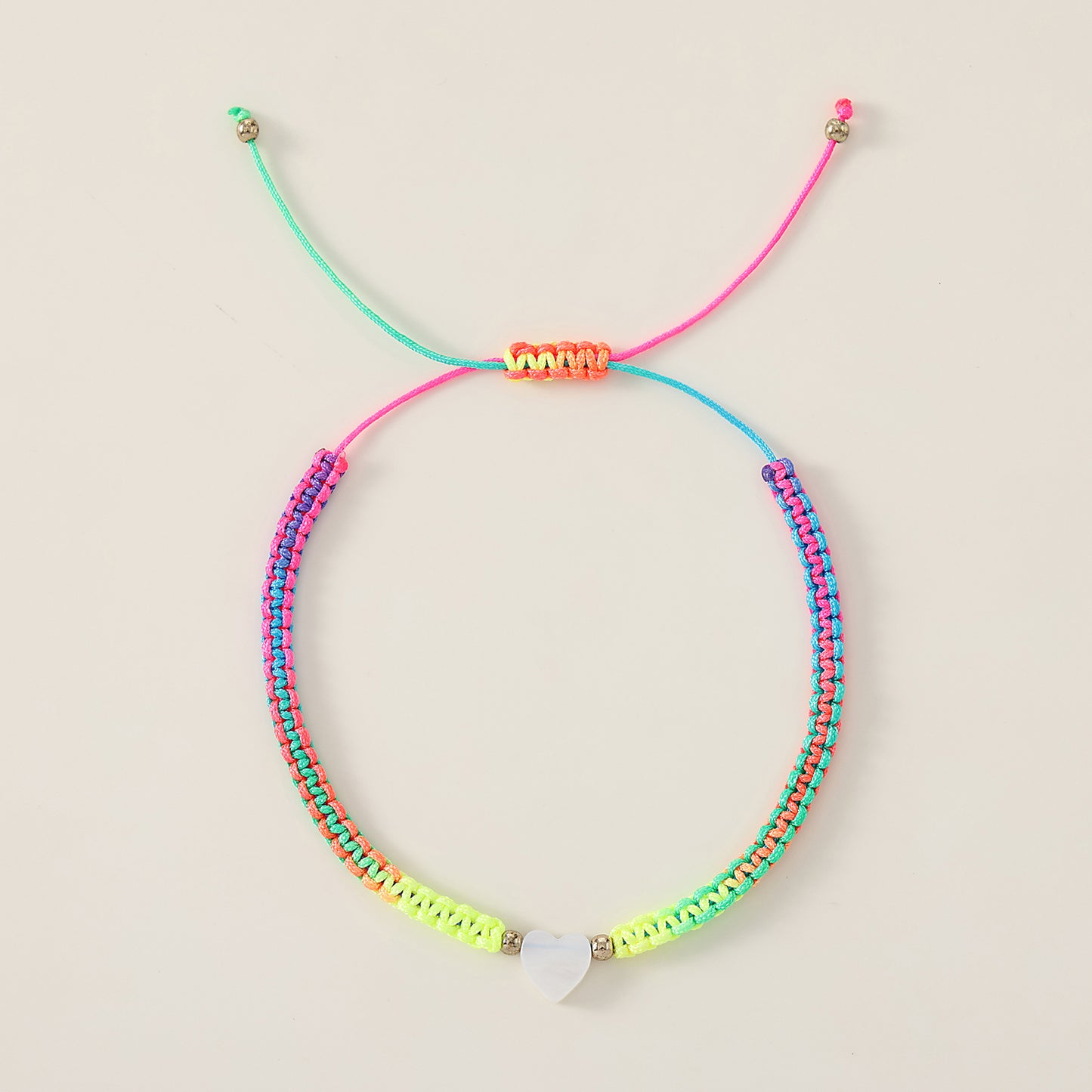 White Heart on assorted string macrame bracelet for festival daily wear gift for all ages