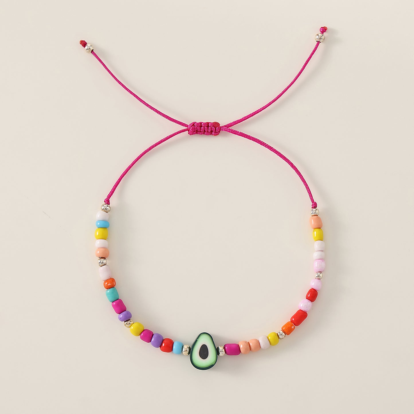 Vibrant Assorted Beaded Bracelets with Avocado Charm - Trendy Boho Style for Women & Teens, Handmade Jewelry for Any Occasion
