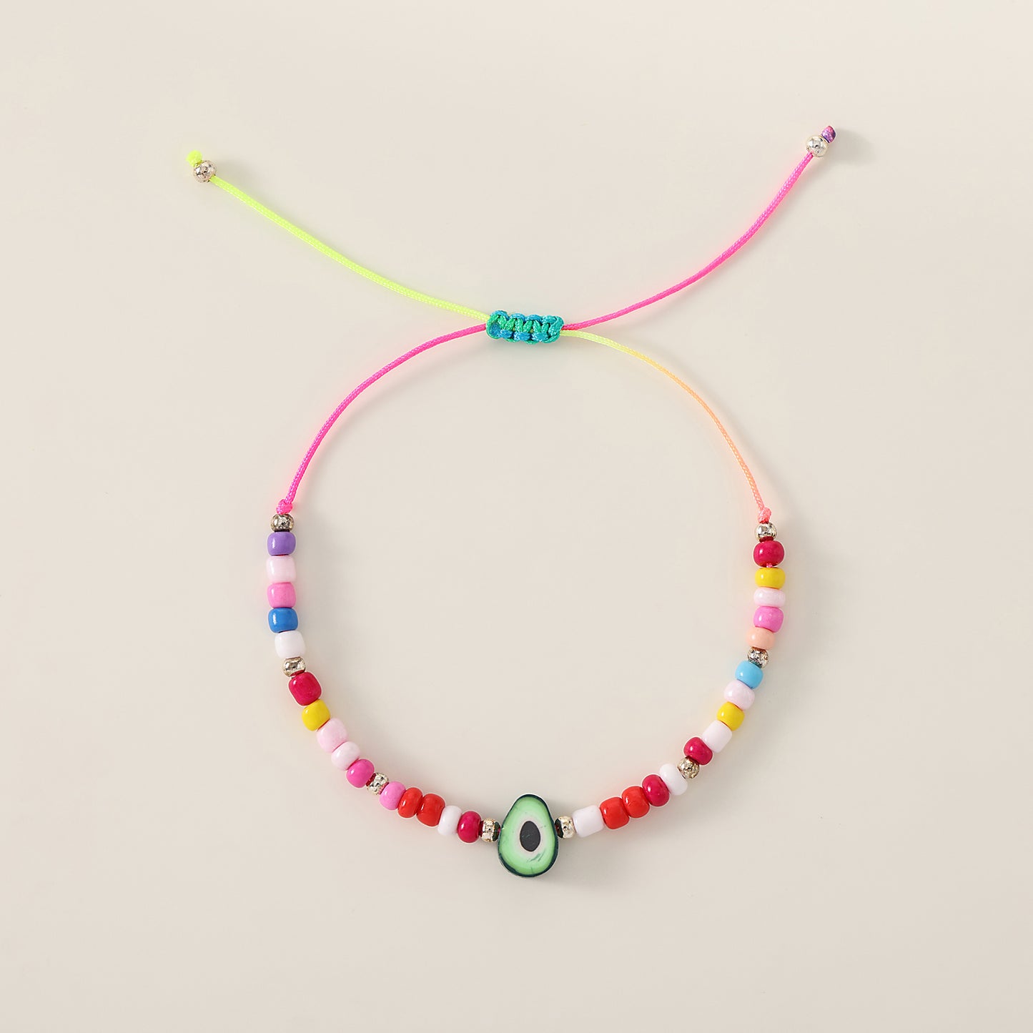 Vibrant Assorted Beaded Bracelets with Avocado Charm - Trendy Boho Style for Women & Teens, Handmade Jewelry for Any Occasion