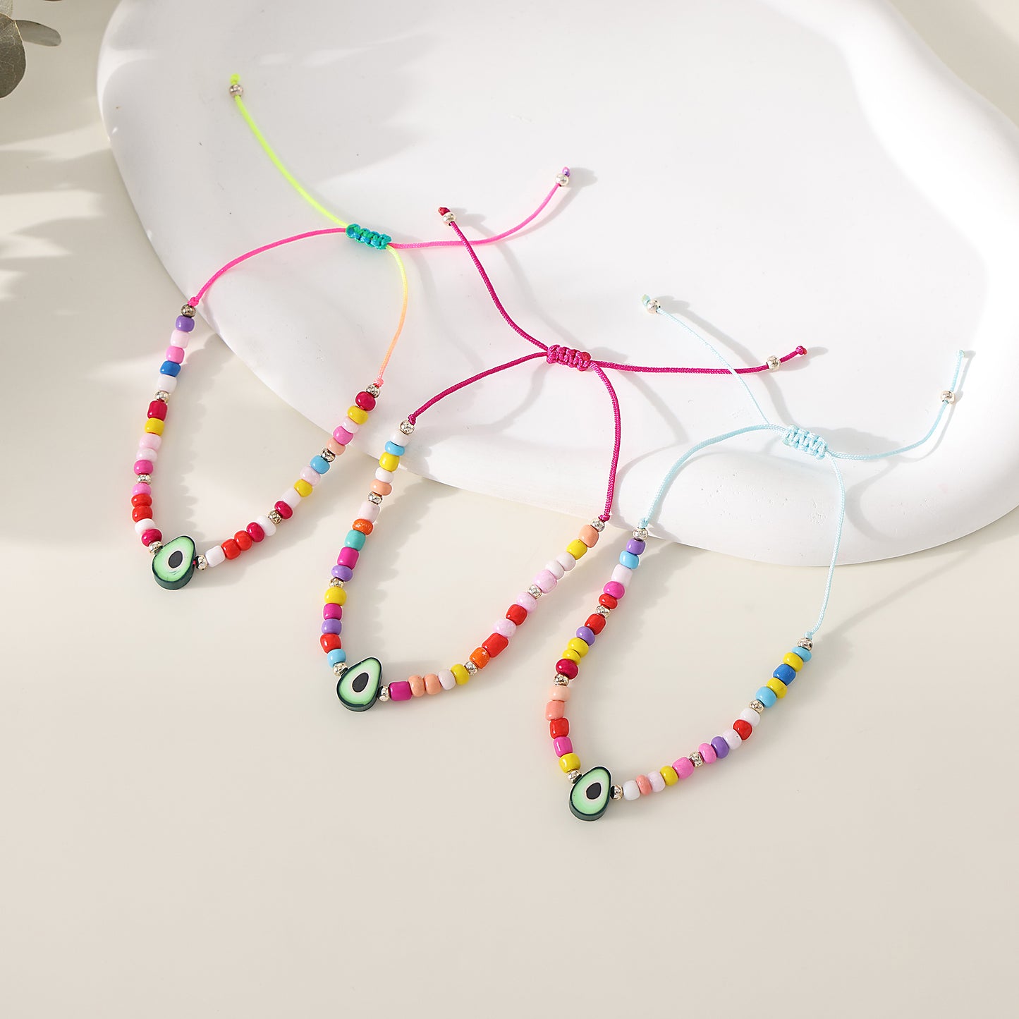 Vibrant Assorted Beaded Bracelets with Avocado Charm - Trendy Boho Style for Women & Teens, Handmade Jewelry for Any Occasion