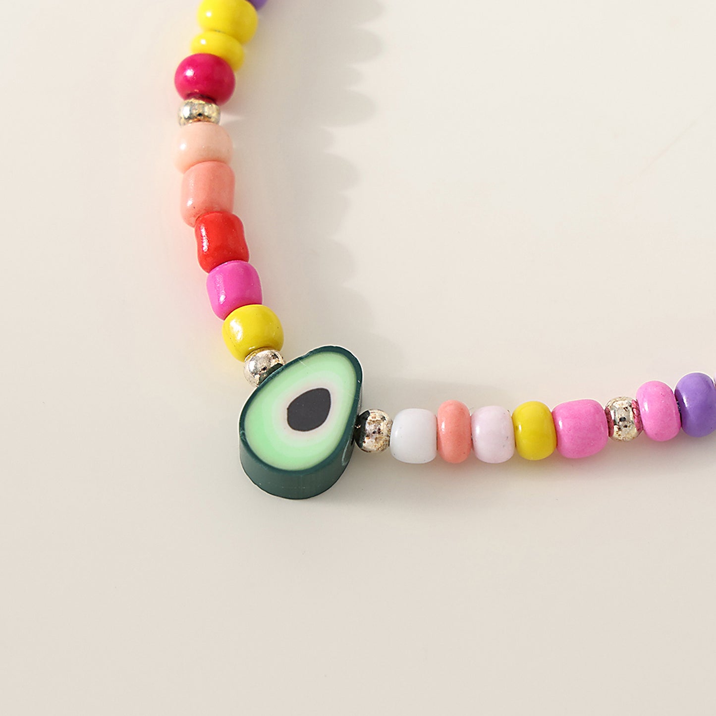 Vibrant Assorted Beaded Bracelets with Avocado Charm - Trendy Boho Style for Women & Teens, Handmade Jewelry for Any Occasion