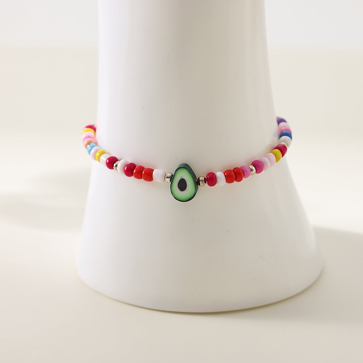 Vibrant Assorted Beaded Bracelets with Avocado Charm - Trendy Boho Style for Women & Teens, Handmade Jewelry for Any Occasion