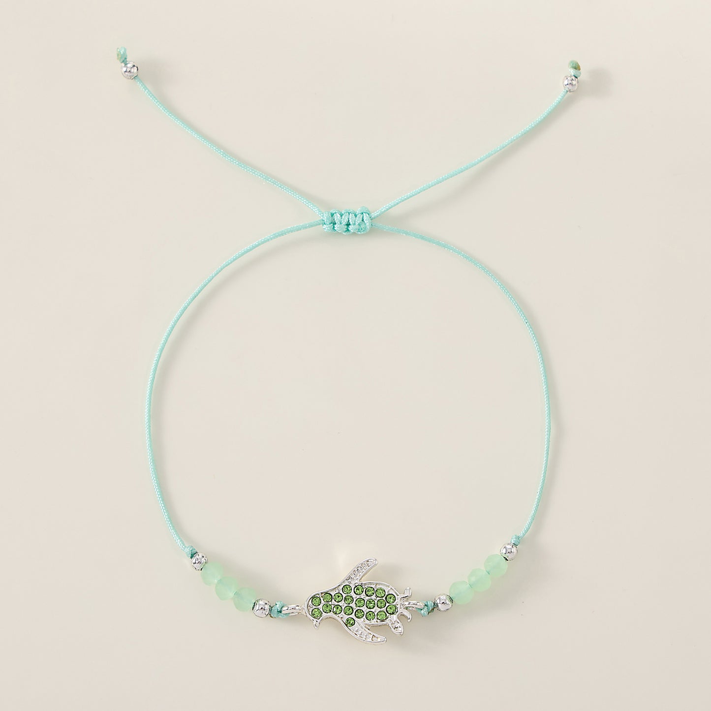 1 PC Bohemian Crystal Animal Bracelet with Silver-Tone Charms - Adjustable Beaded String Jewelry for Women & Girls (6 Color Variations: Purple, Blue, Pink, White, Black, Green)