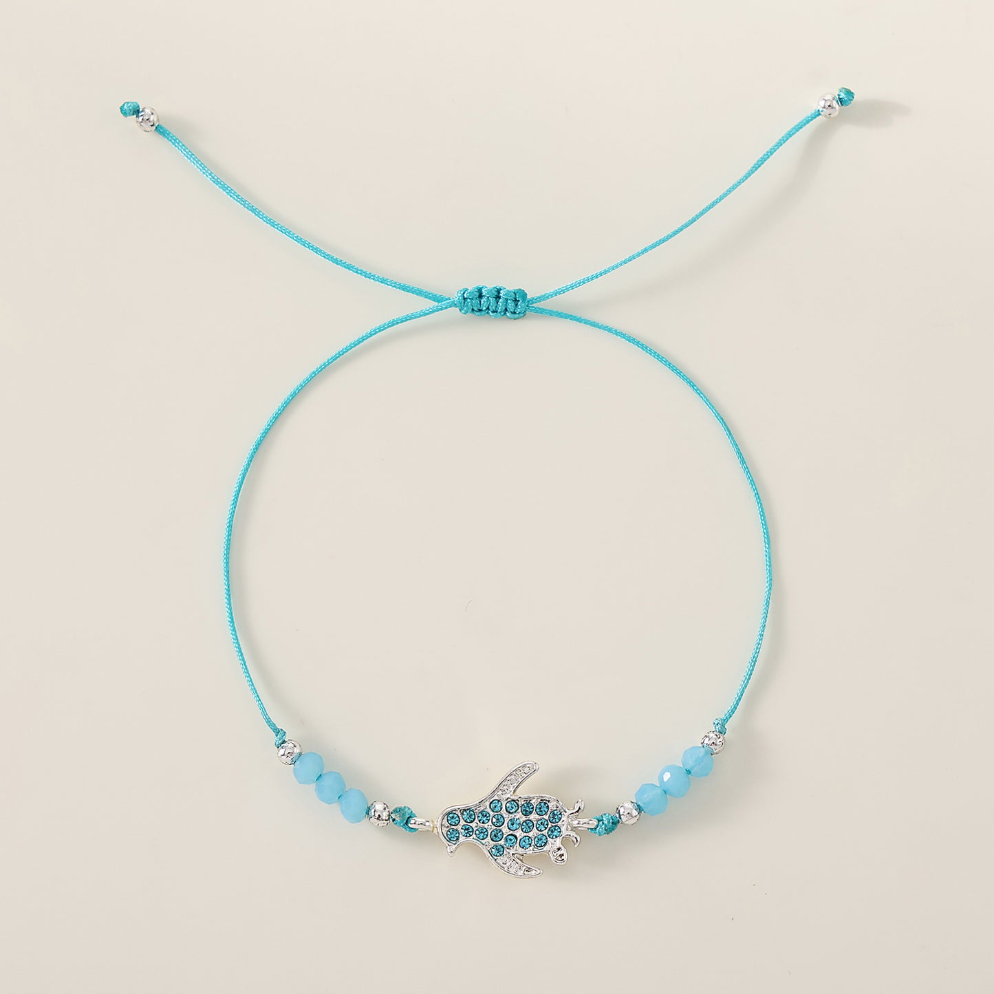 1 PC Bohemian Crystal Animal Bracelet with Silver-Tone Charms - Adjustable Beaded String Jewelry for Women & Girls (6 Color Variations: Purple, Blue, Pink, White, Black, Green)