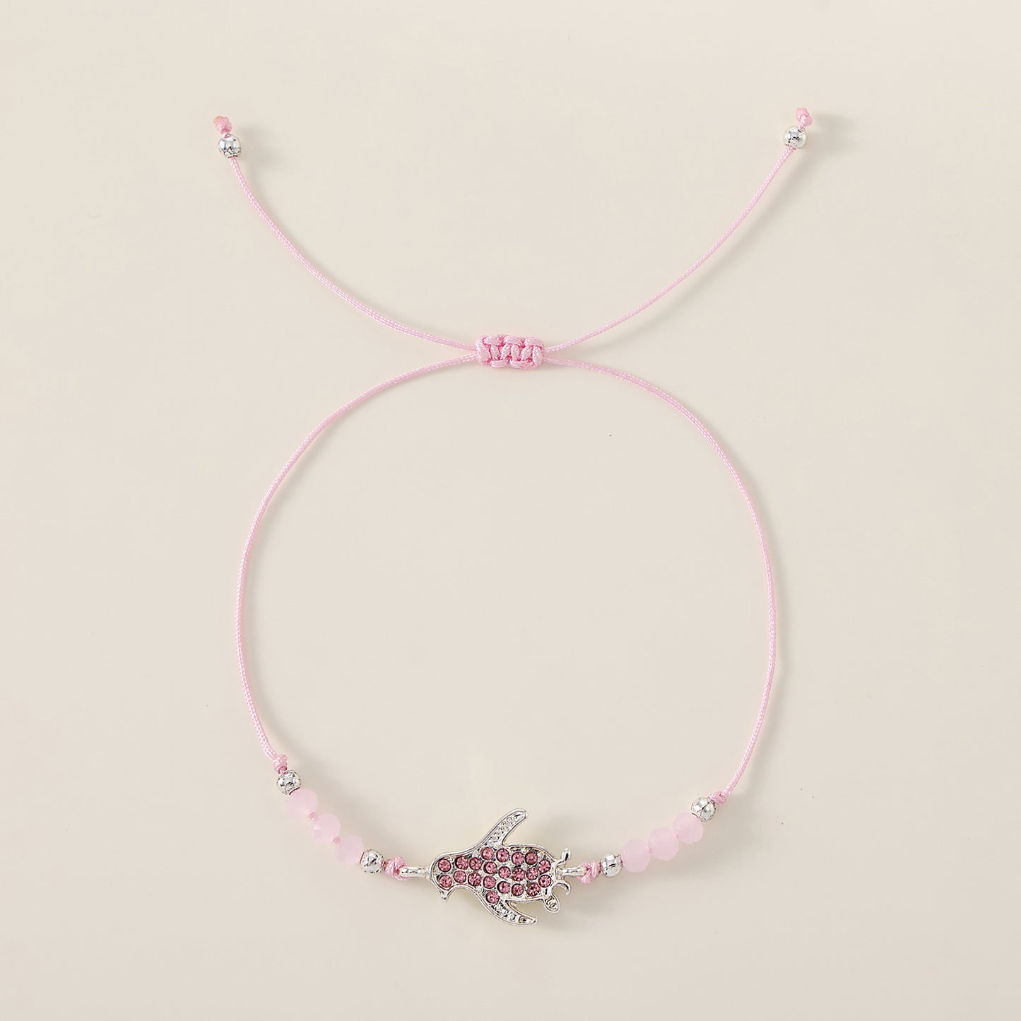 1 PC Bohemian Crystal Animal Bracelet with Silver-Tone Charms - Adjustable Beaded String Jewelry for Women & Girls (6 Color Variations: Purple, Blue, Pink, White, Black, Green)