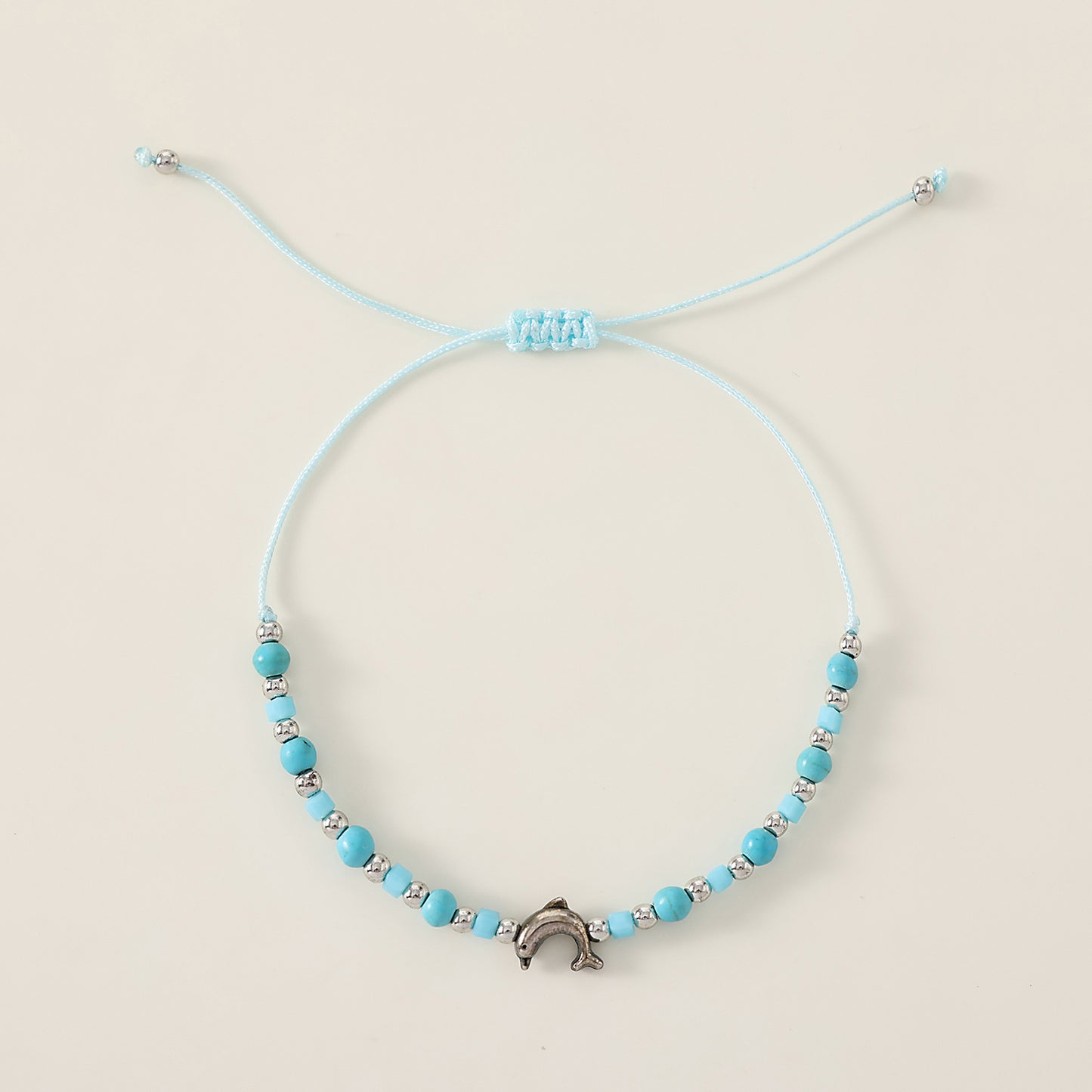 1 pc Bohemian Style Silver - plated Dolphin Beaded String Bracelet for Women, Birthday/Valentine's Day/Mother's Day Gift