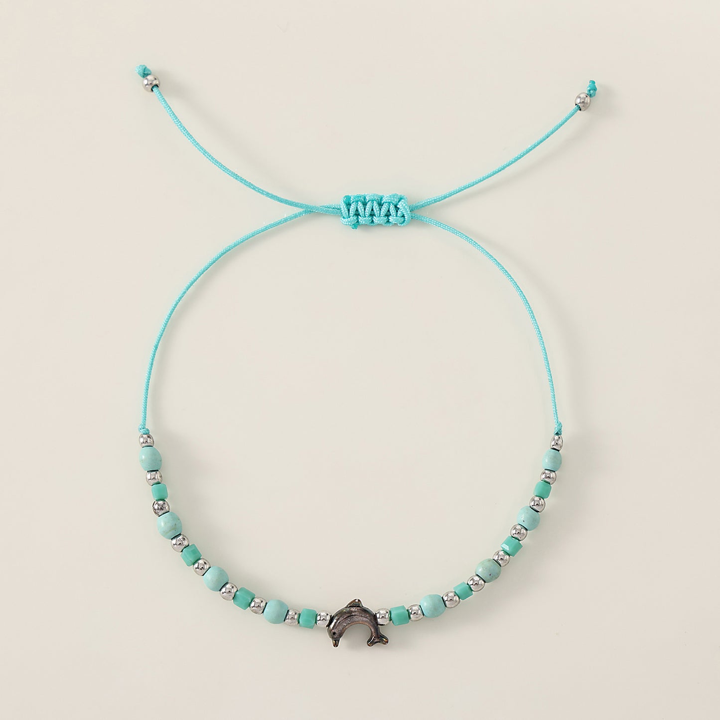 1 pc Bohemian Style Silver - plated Dolphin Beaded String Bracelet for Women, Birthday/Valentine's Day/Mother's Day Gift