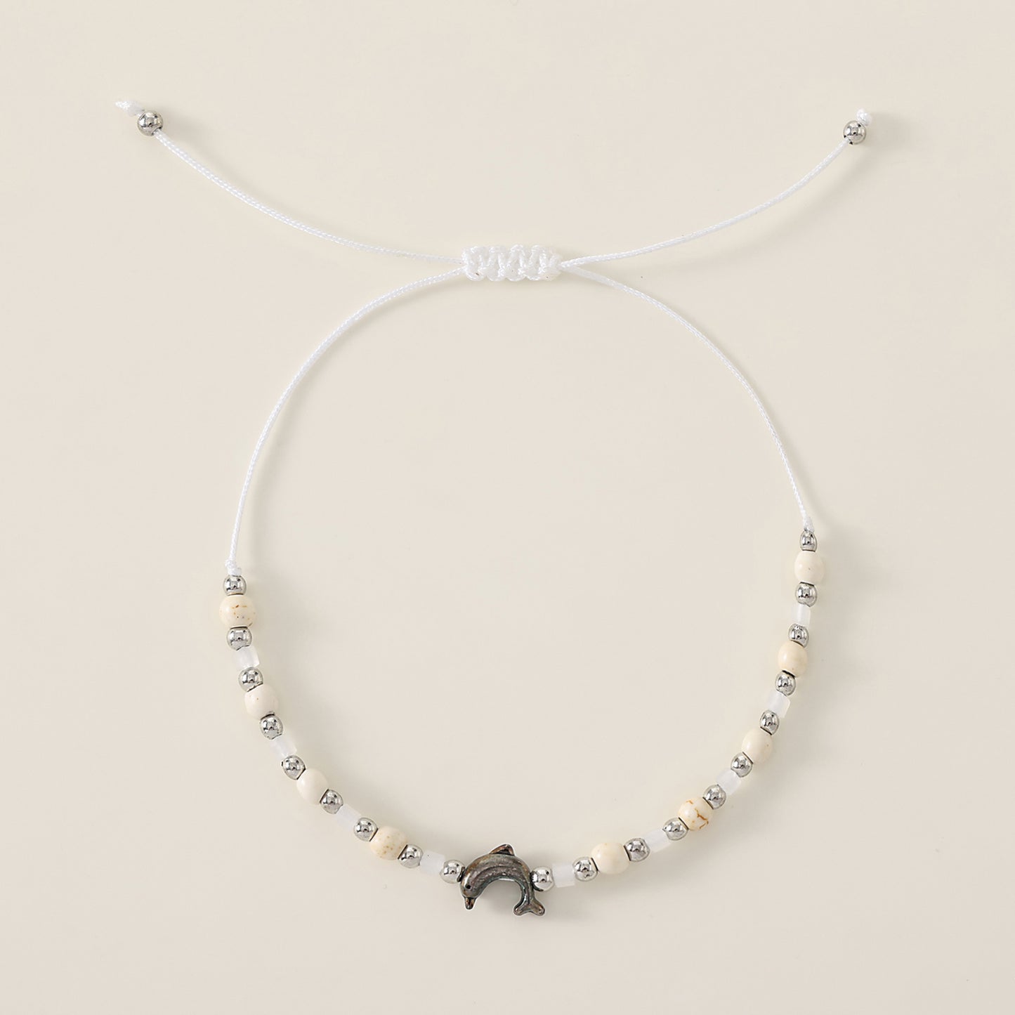 1 pc Bohemian Style Silver - plated Dolphin Beaded String Bracelet for Women, Birthday/Valentine's Day/Mother's Day Gift