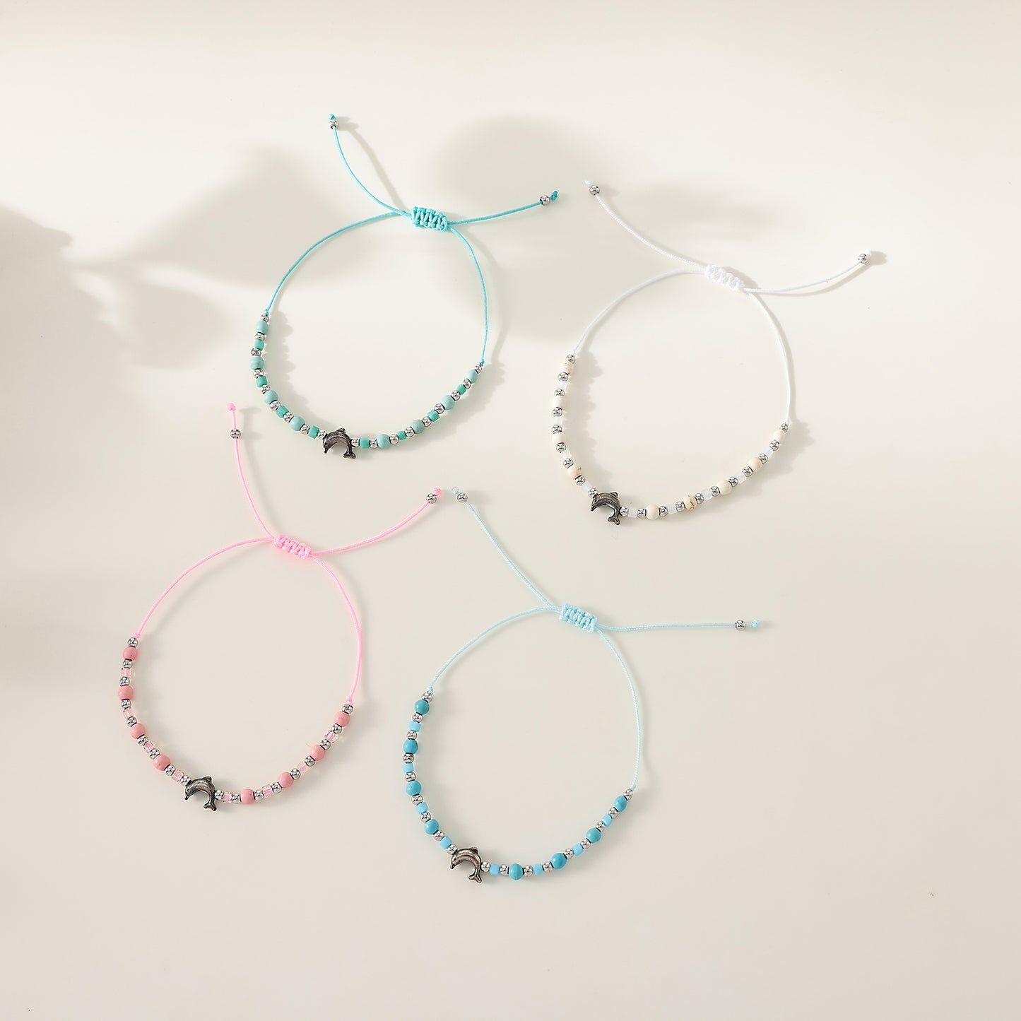 1 pc Bohemian Style Silver - plated Dolphin Beaded String Bracelet for Women, Birthday/Valentine's Day/Mother's Day Gift