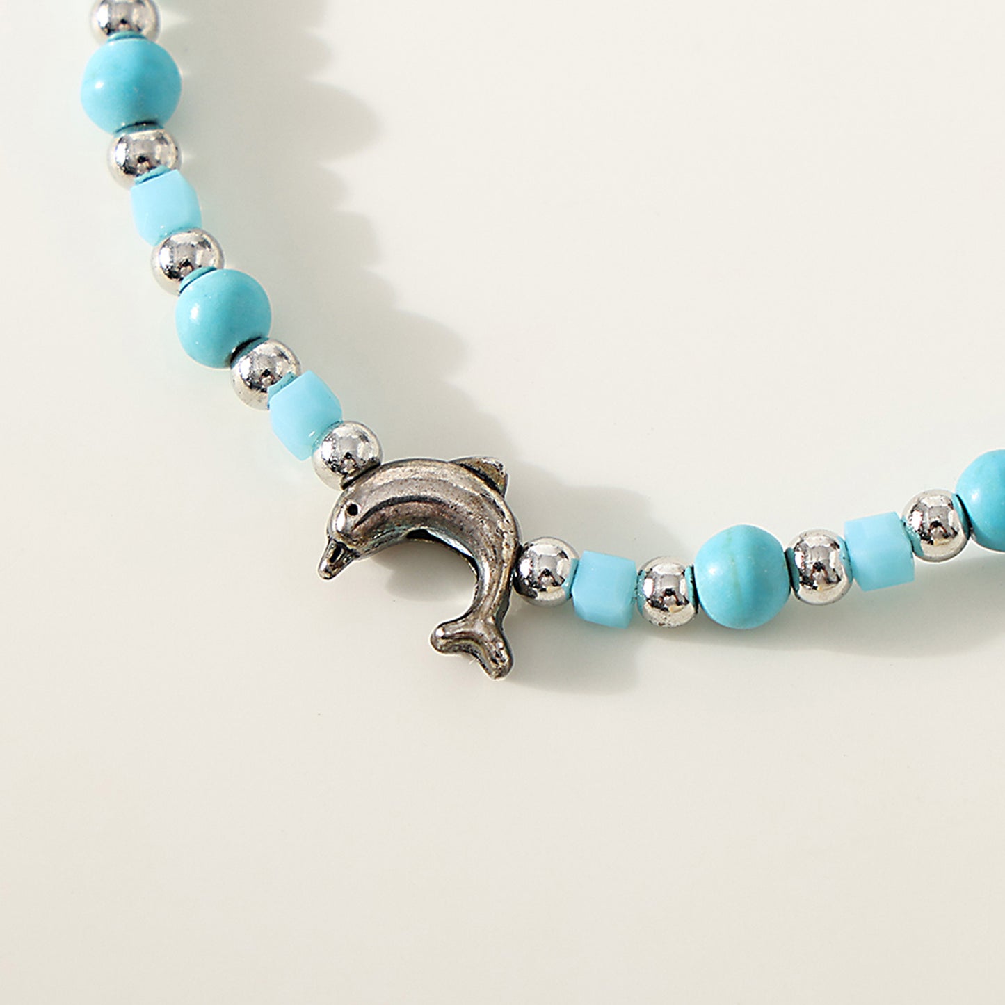 1 pc Bohemian Style Silver - plated Dolphin Beaded String Bracelet for Women, Birthday/Valentine's Day/Mother's Day Gift