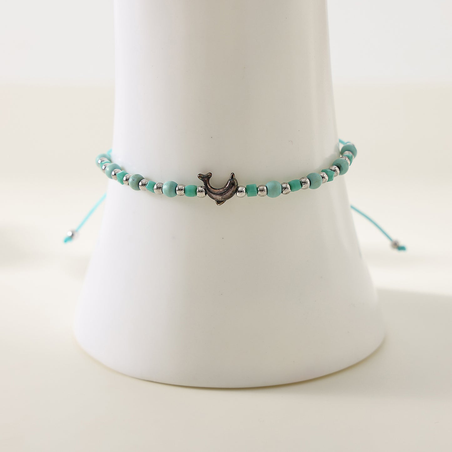 1 pc Bohemian Style Silver - plated Dolphin Beaded String Bracelet for Women, Birthday/Valentine's Day/Mother's Day Gift
