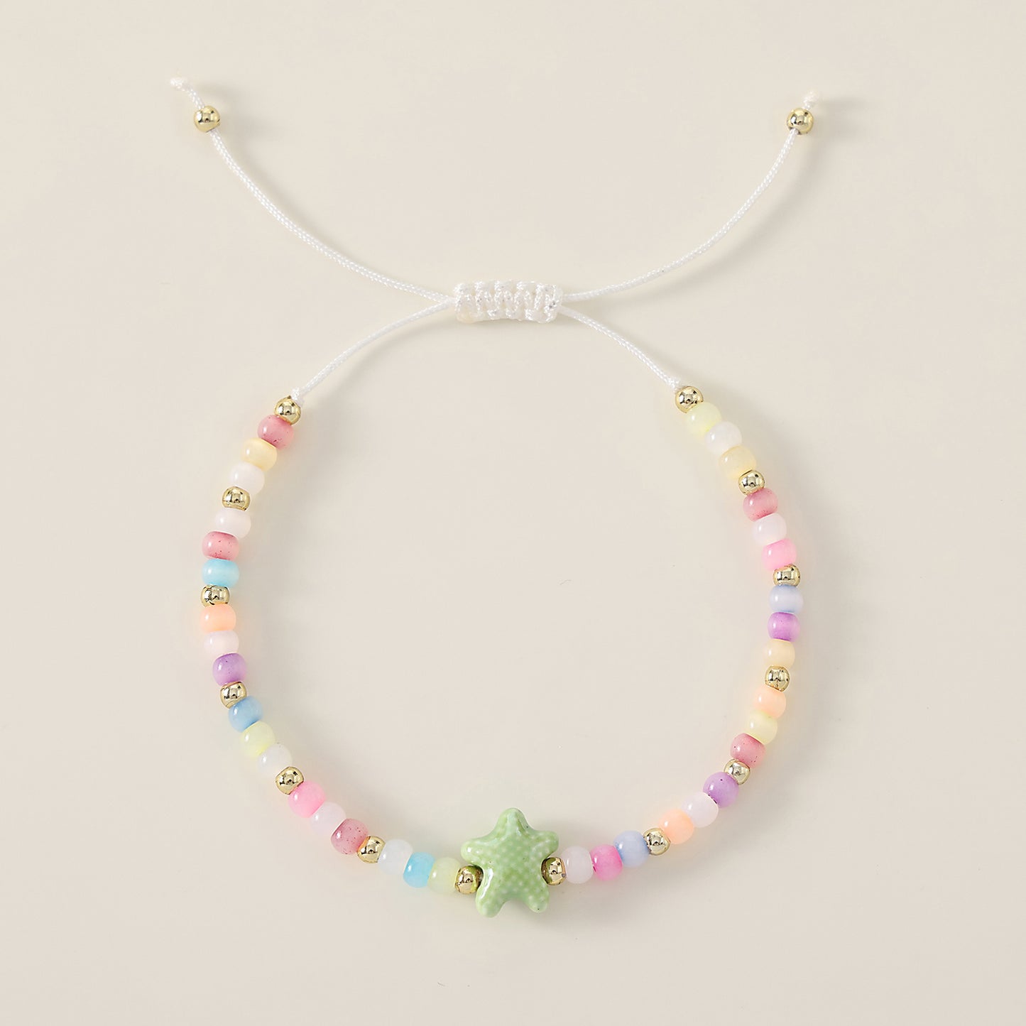 1PC Bohemian Style Multicolor Beaded Bracelet with Starfish & Star Charms for Women & Girls - Summer, Birthday, Valentine's Day, Mother's Day & Everyday Jewelry Gift