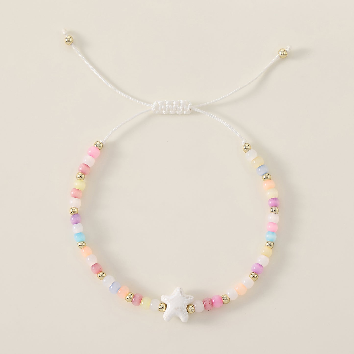 1PC Bohemian Style Multicolor Beaded Bracelet with Starfish & Star Charms for Women & Girls - Summer, Birthday, Valentine's Day, Mother's Day & Everyday Jewelry Gift