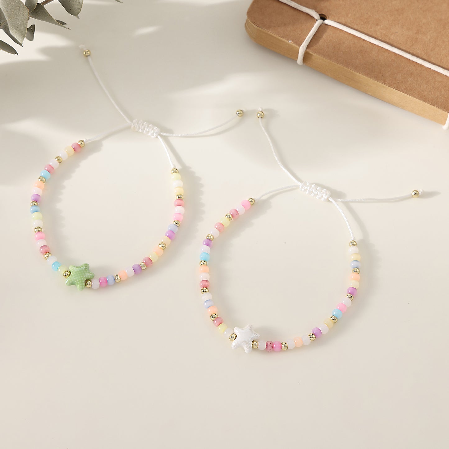 1PC Bohemian Style Multicolor Beaded Bracelet with Starfish & Star Charms for Women & Girls - Summer, Birthday, Valentine's Day, Mother's Day & Everyday Jewelry Gift