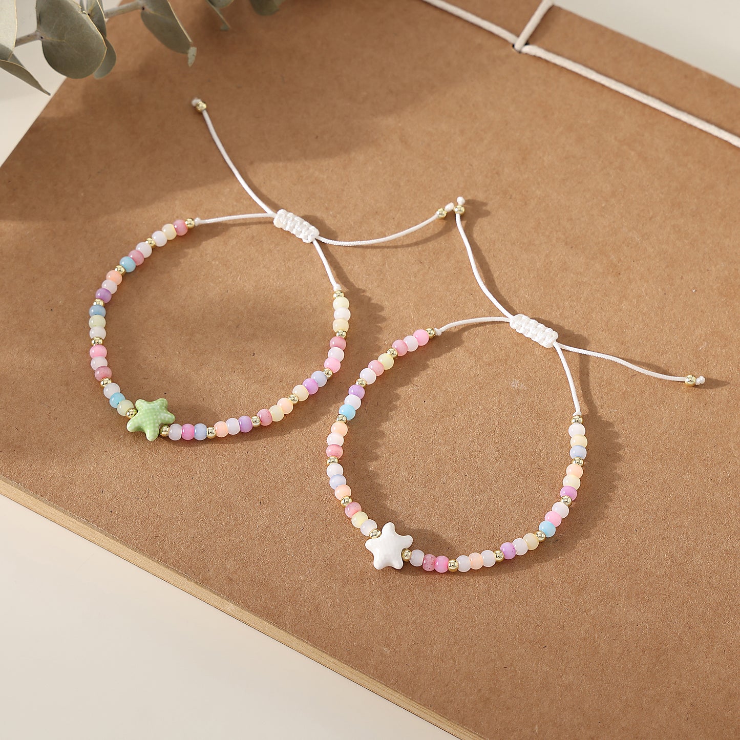 1PC Bohemian Style Multicolor Beaded Bracelet with Starfish & Star Charms for Women & Girls - Summer, Birthday, Valentine's Day, Mother's Day & Everyday Jewelry Gift