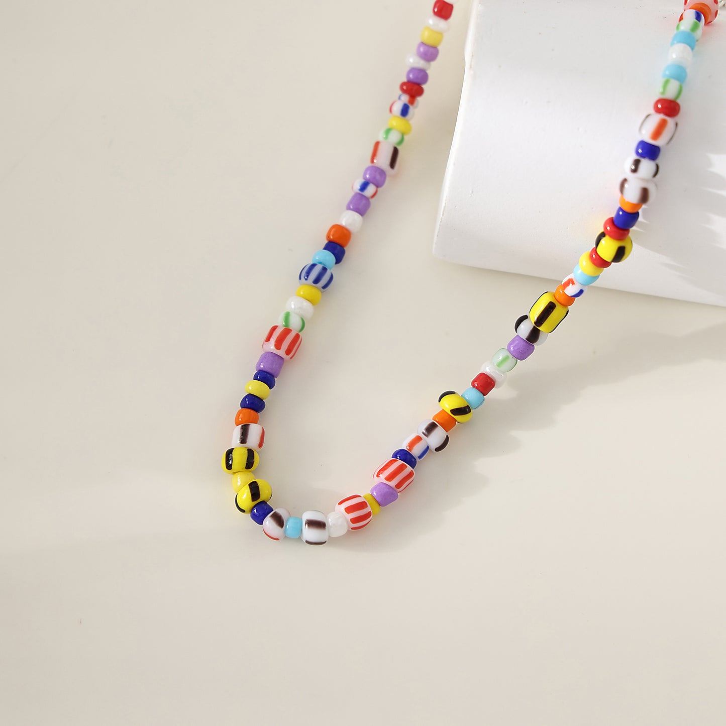 1 pc Bohemian Style Multicolor Glass Beaded Anklet with Silver Lobster Clasp for Women & Girls - Summer Beach Jewelry & Vacation Accessories