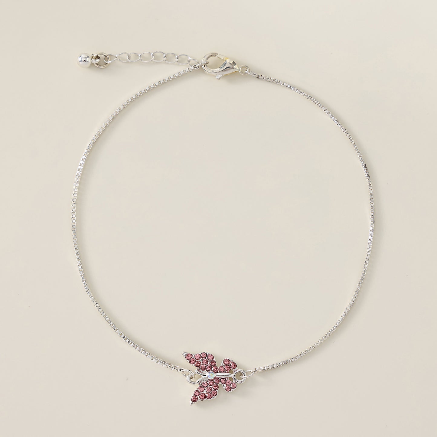1 Piece Elegant Rhinestone Butterfly Anklet with Silver Chain & Adjustable Clasp for Women - Summer Beach Jewelry & Special Occasion Gift