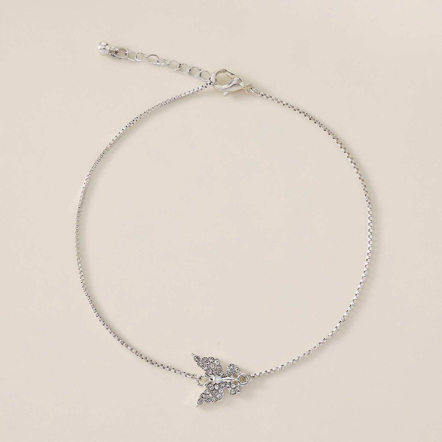 1 Piece Elegant Rhinestone Butterfly Anklet with Silver Chain & Adjustable Clasp for Women - Summer Beach Jewelry & Special Occasion Gift