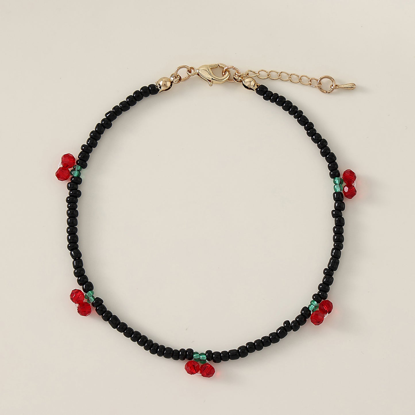 1 pc Bohemian Style Red Cherry Beaded Anklet with Gold Lobster Clasp for Women & Girls - Summer Beach Jewelry & Valentine's Day Gift