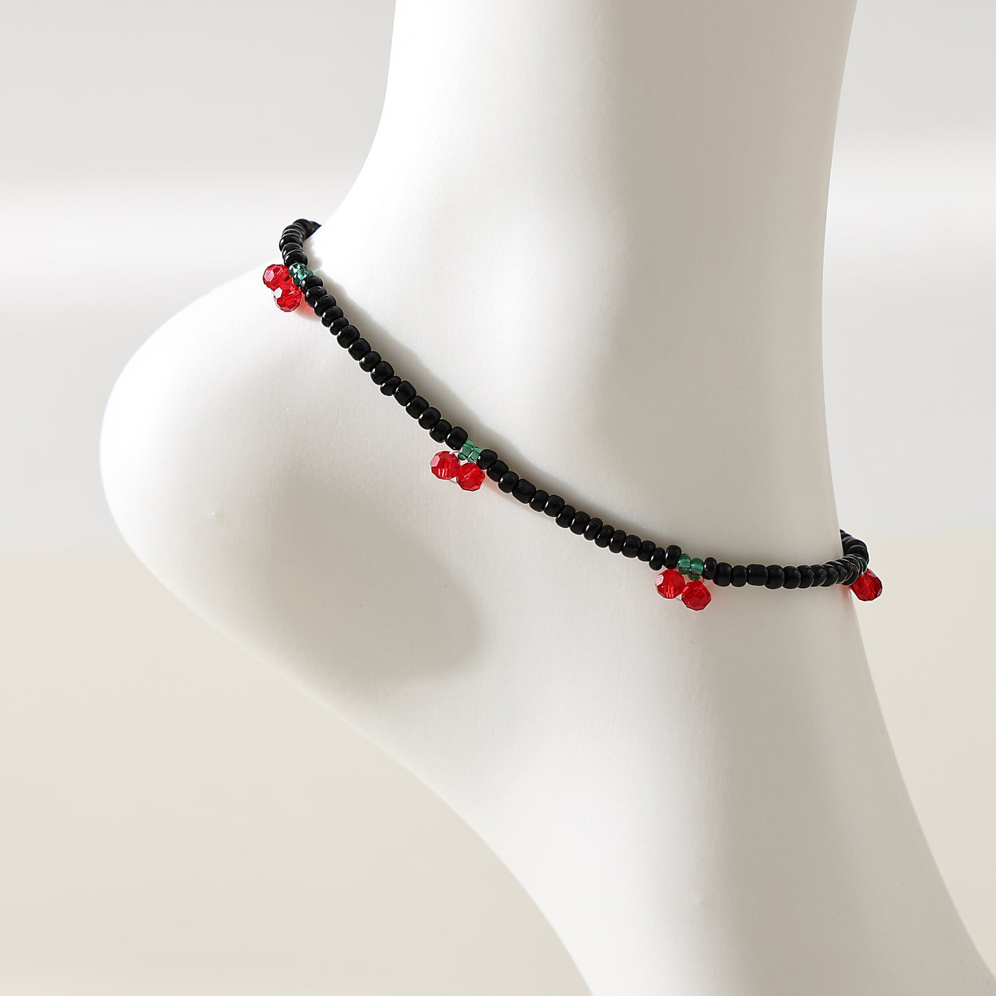 1 pc Bohemian Style Red Cherry Beaded Anklet with Gold Lobster Clasp for Women & Girls - Summer Beach Jewelry & Valentine's Day Gift