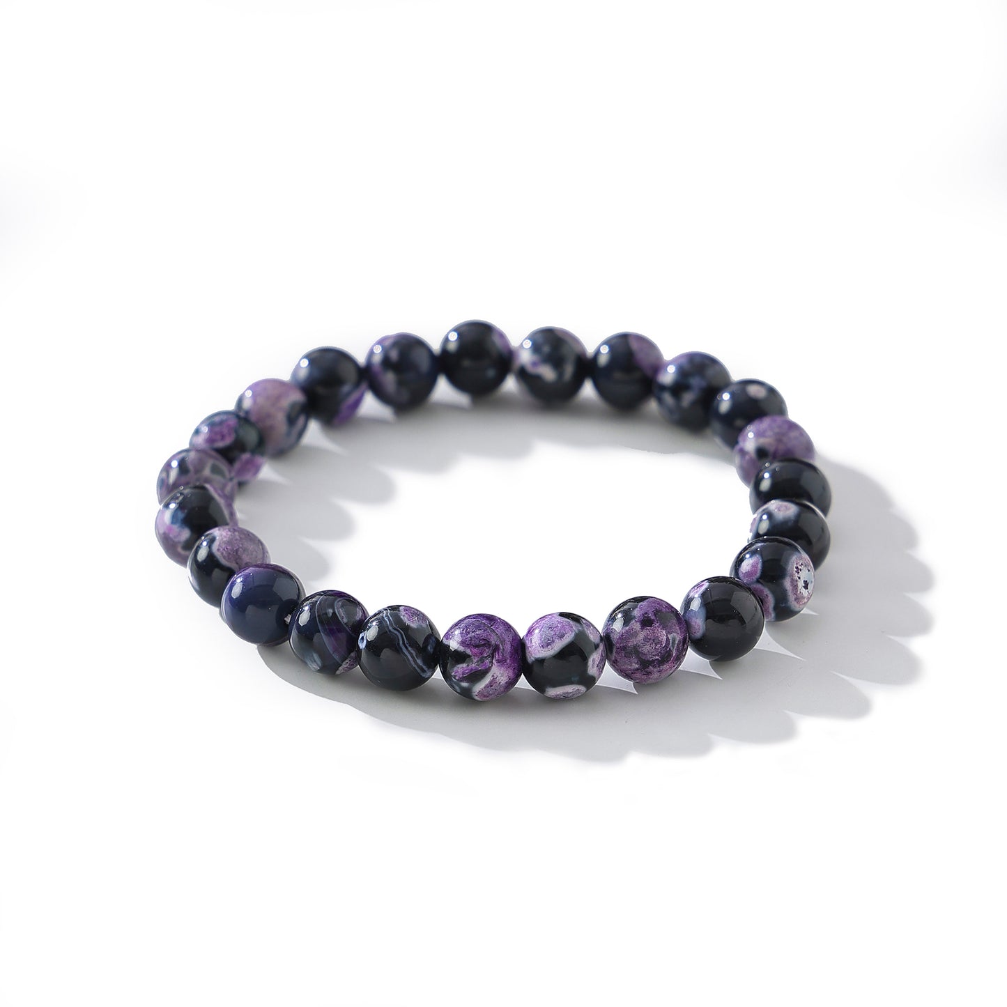 Chic and Versatile Marbled Genuine Stone Round - Bead Elastic Bracelet - Multiple Stunning Color Combinations