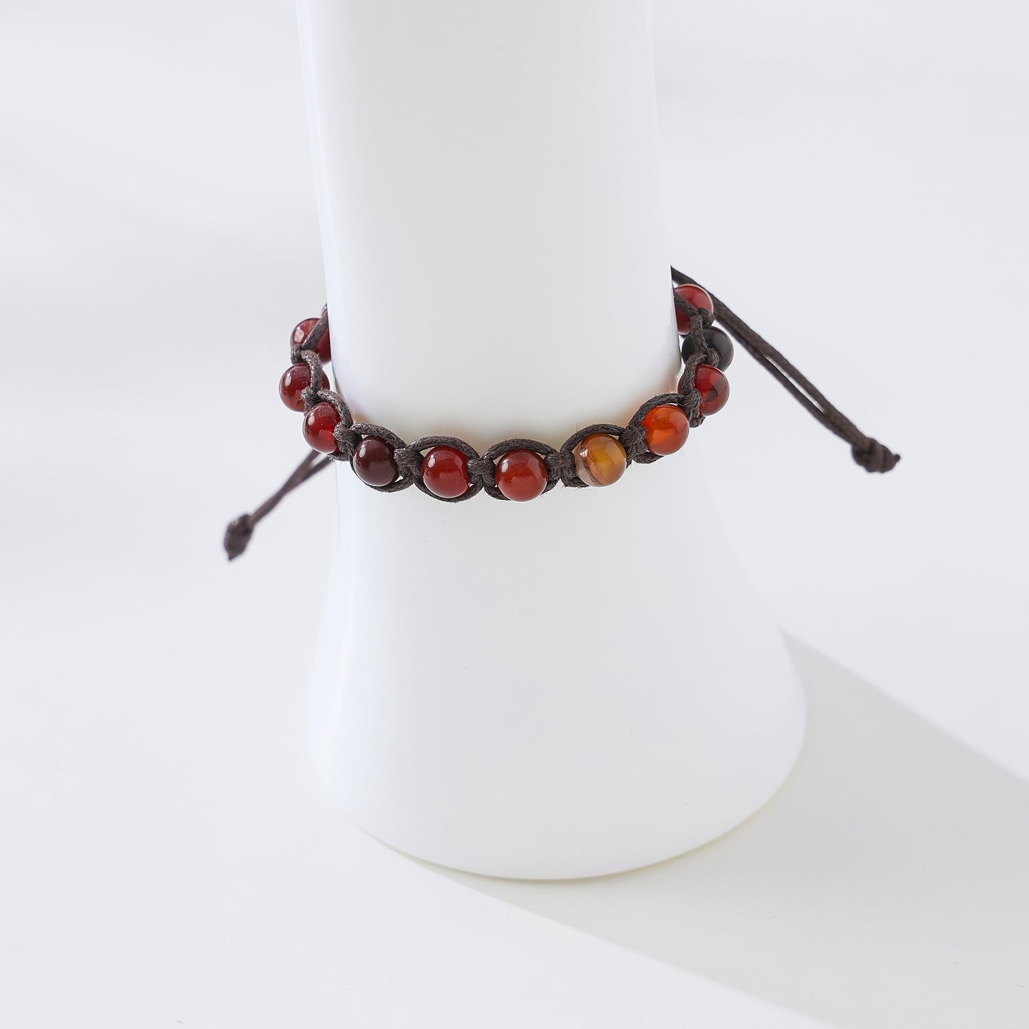 Bohemian - Style Macrame Adjustable Bracelet with Assorted Genuine Natural Stone Round Beads for Women and Men