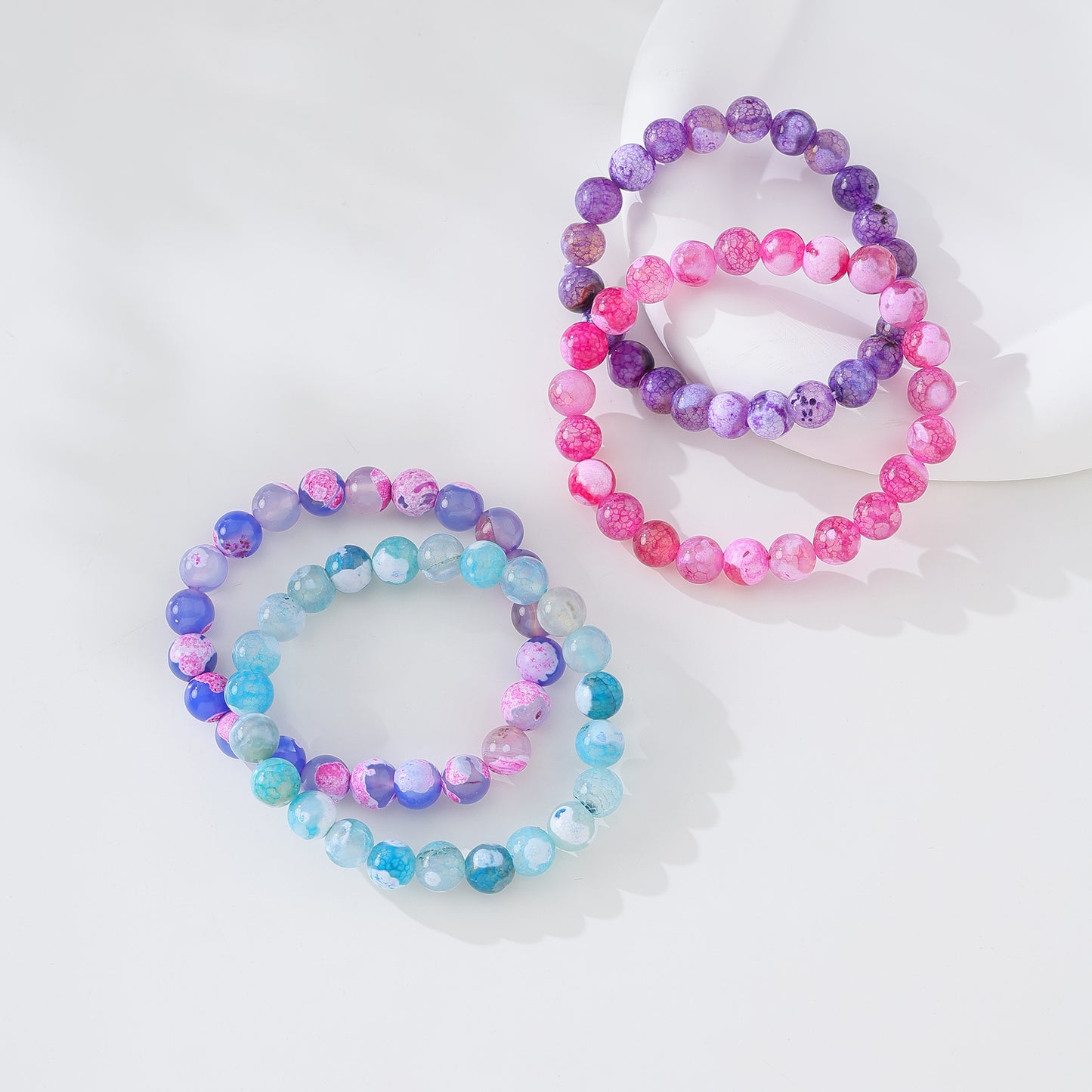 Assorted 8MM Genuine Stone Beaded Bracelets – Gradient & Crackle Patterns for Women & Men, Handcrafted Natural Jewelry