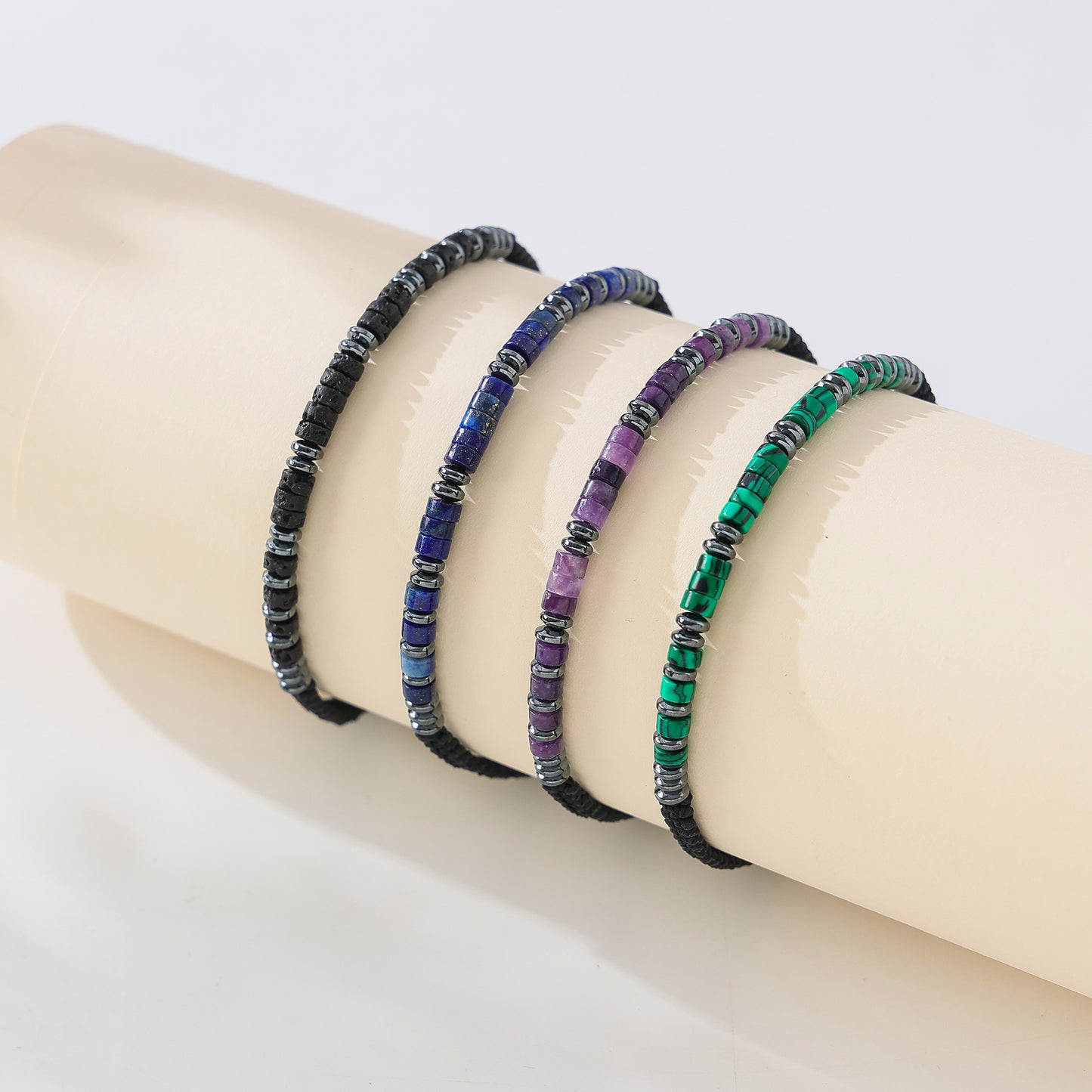 Hand-crafted Genuine Stone and Hematite Macrame Bracelets for Women and Men - Fashionable and Versatile Jewelry