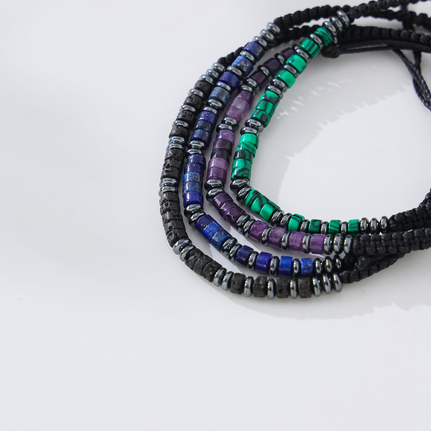 Hand-crafted Genuine Stone and Hematite Macrame Bracelets for Women and Men - Fashionable and Versatile Jewelry