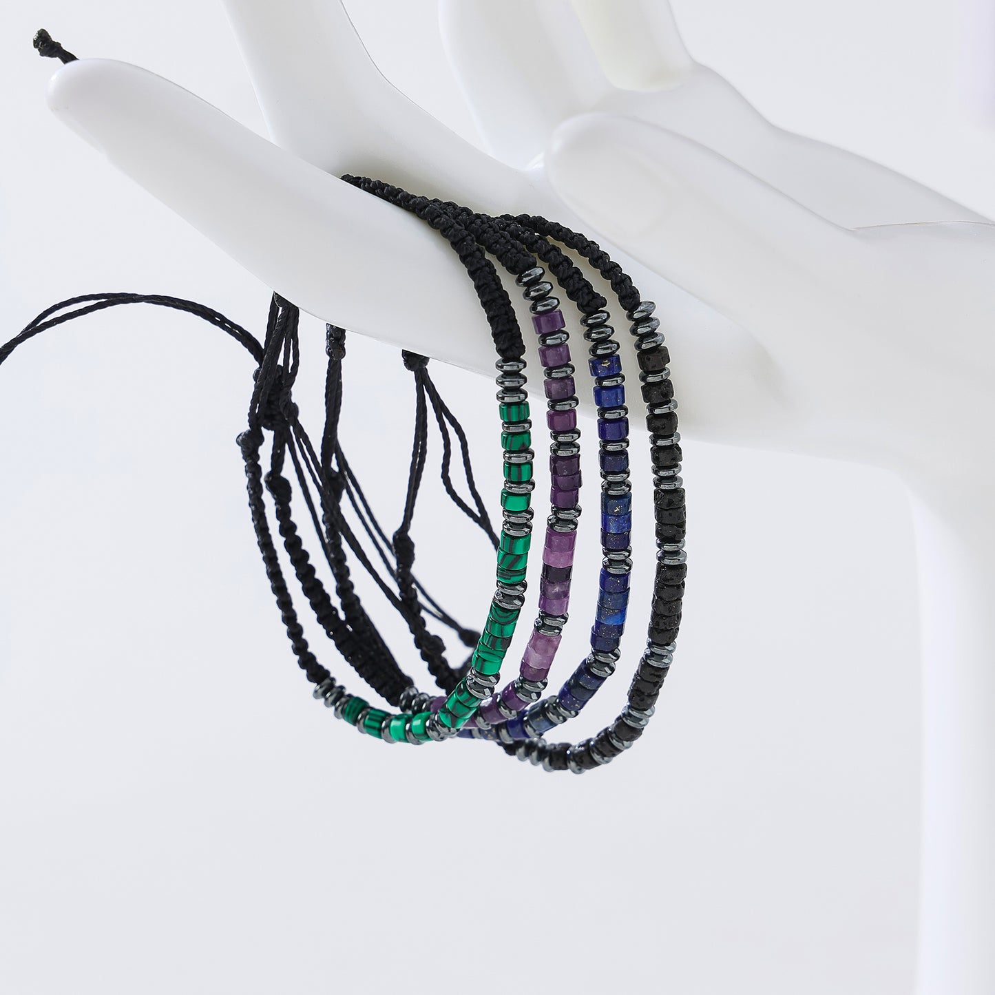 Hand-crafted Genuine Stone and Hematite Macrame Bracelets for Women and Men - Fashionable and Versatile Jewelry