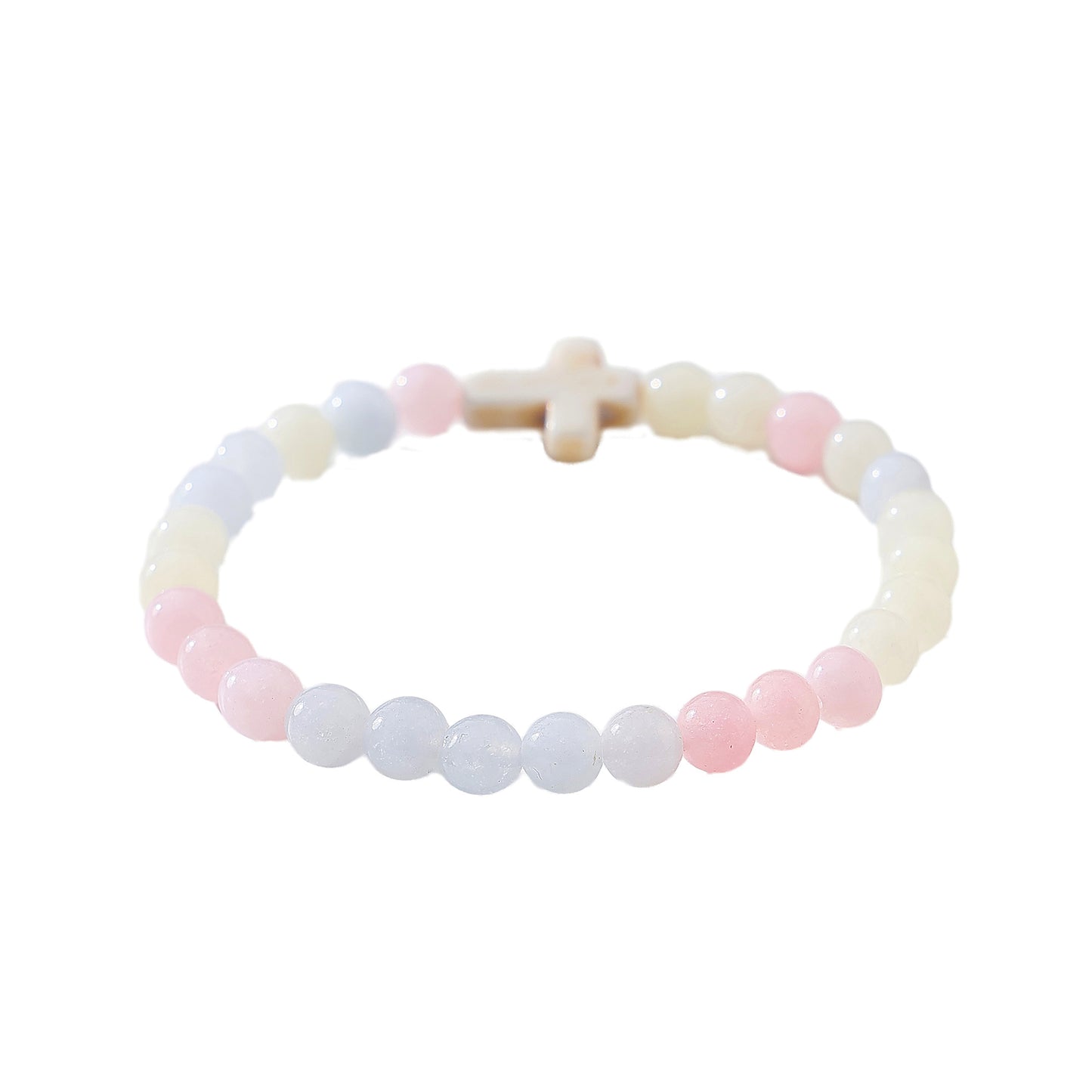 Stylish Stone Bead & Cross Bracelets for Women - Assorted Pastel Designs with Spiritual Charm, Minimalist Jewelry for Everyday or Occasion