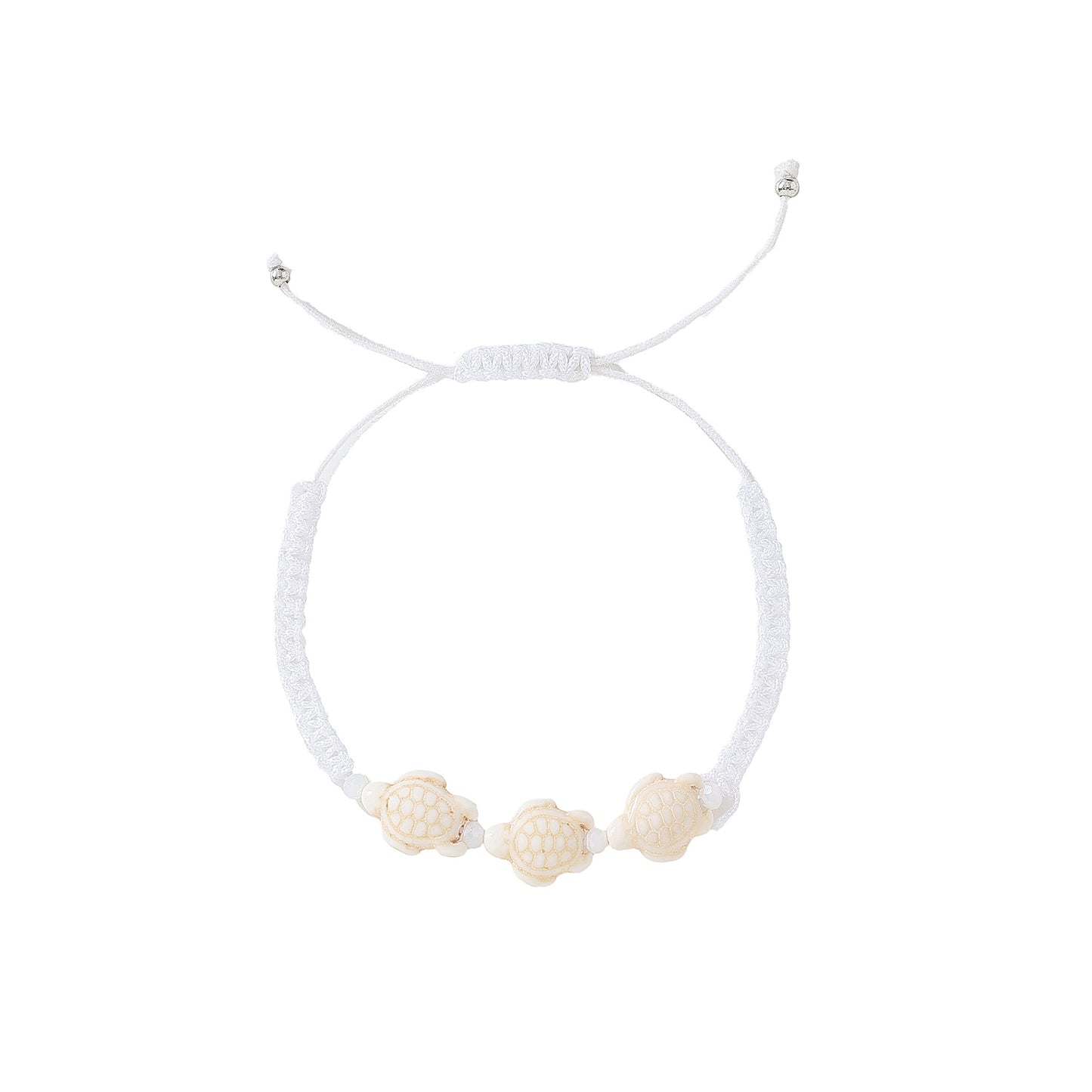 Adorable White Turtle Bead String Bracelets - Ocean-Inspired Jewelry for Kids & Adults, Adjustable & Stackable Designs