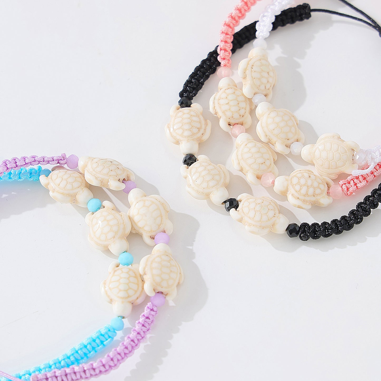 Adorable White Turtle Bead String Bracelets - Ocean-Inspired Jewelry for Kids & Adults, Adjustable & Stackable Designs