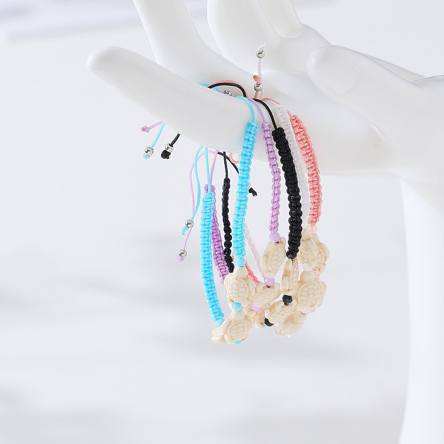 Adorable White Turtle Bead String Bracelets - Ocean-Inspired Jewelry for Kids & Adults, Adjustable & Stackable Designs