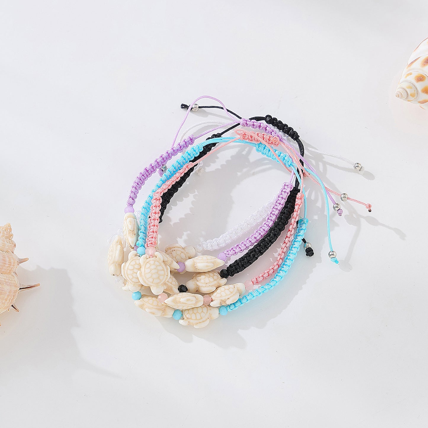 Adorable White Turtle Bead String Bracelets - Ocean-Inspired Jewelry for Kids & Adults, Adjustable & Stackable Designs