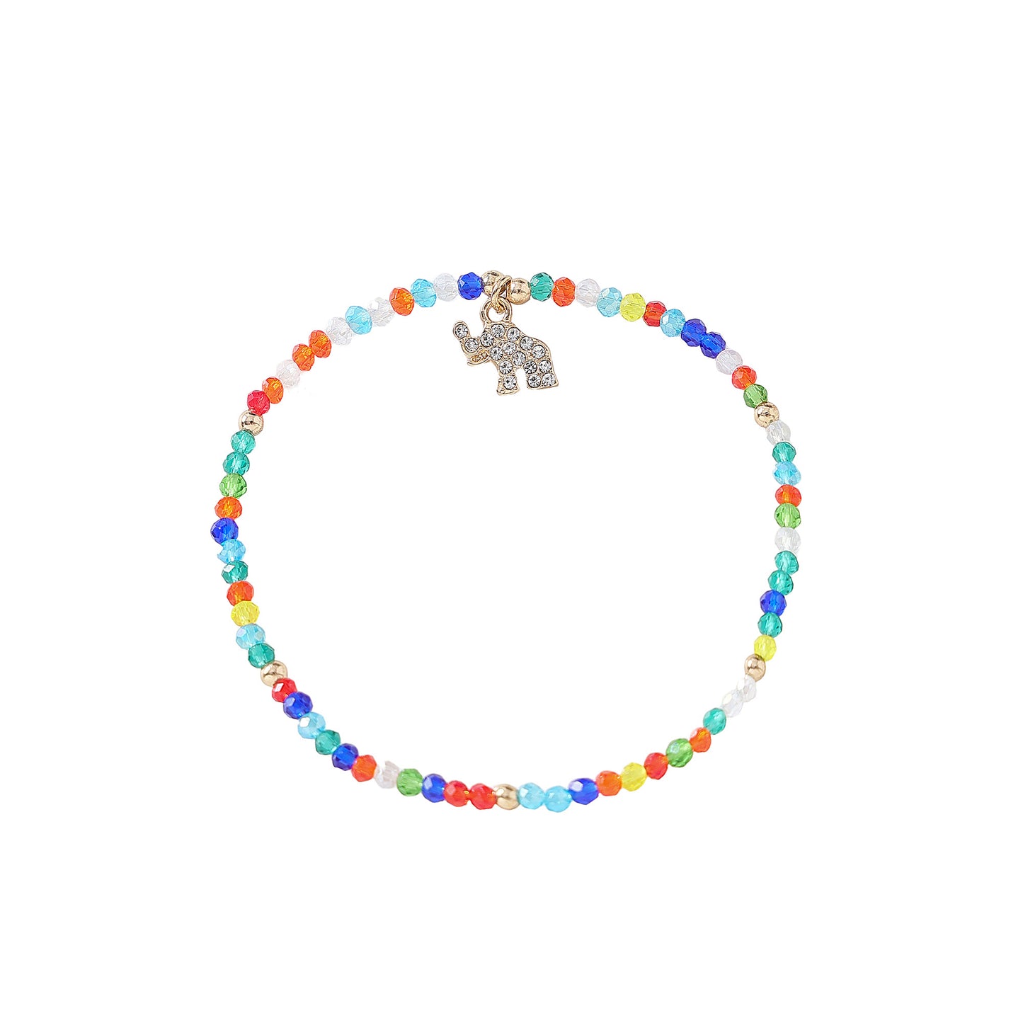 Chic Assorted Beaded Bracelets with Sparkling Crystal Elephant Charms - Perfect for Layering and Gifting