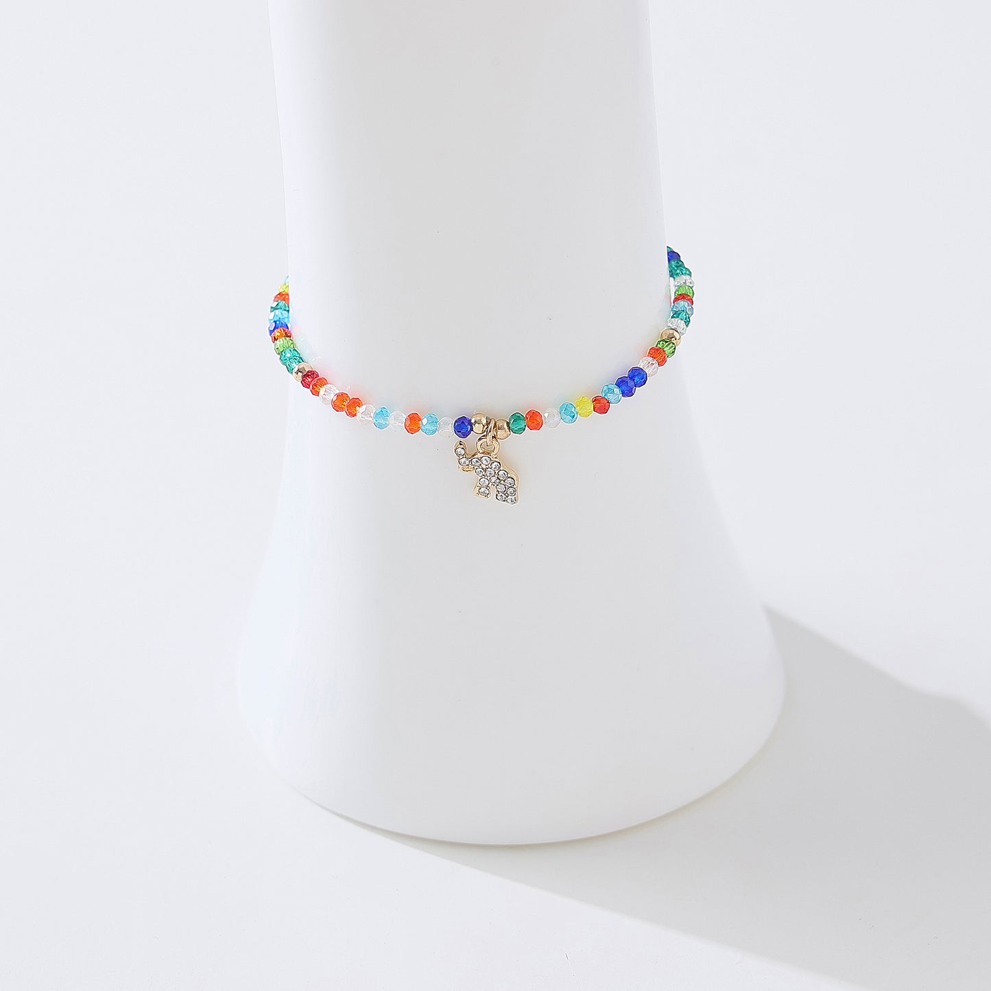 Chic Assorted Beaded Bracelets with Sparkling Crystal Elephant Charms - Perfect for Layering and Gifting